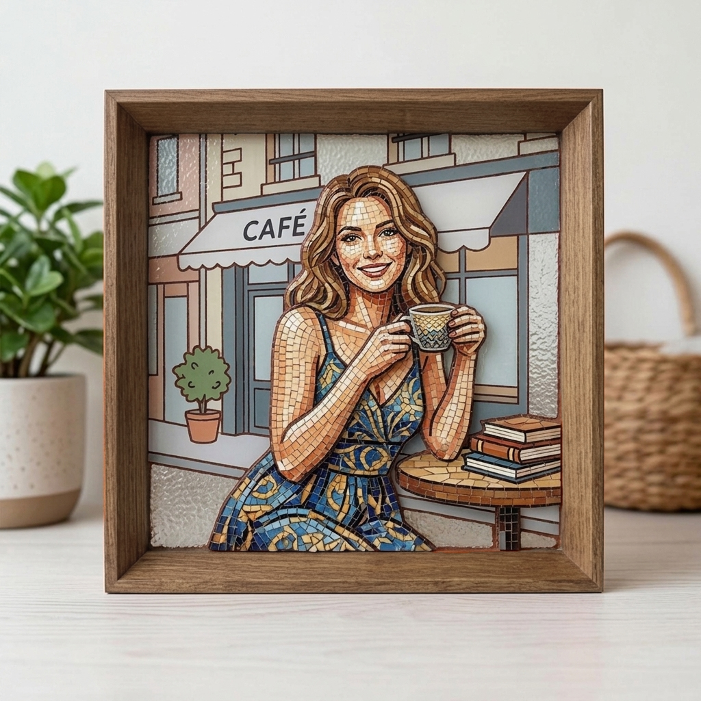 Personalized Mosaic Relief Photo Frame, Decorative Art Piece