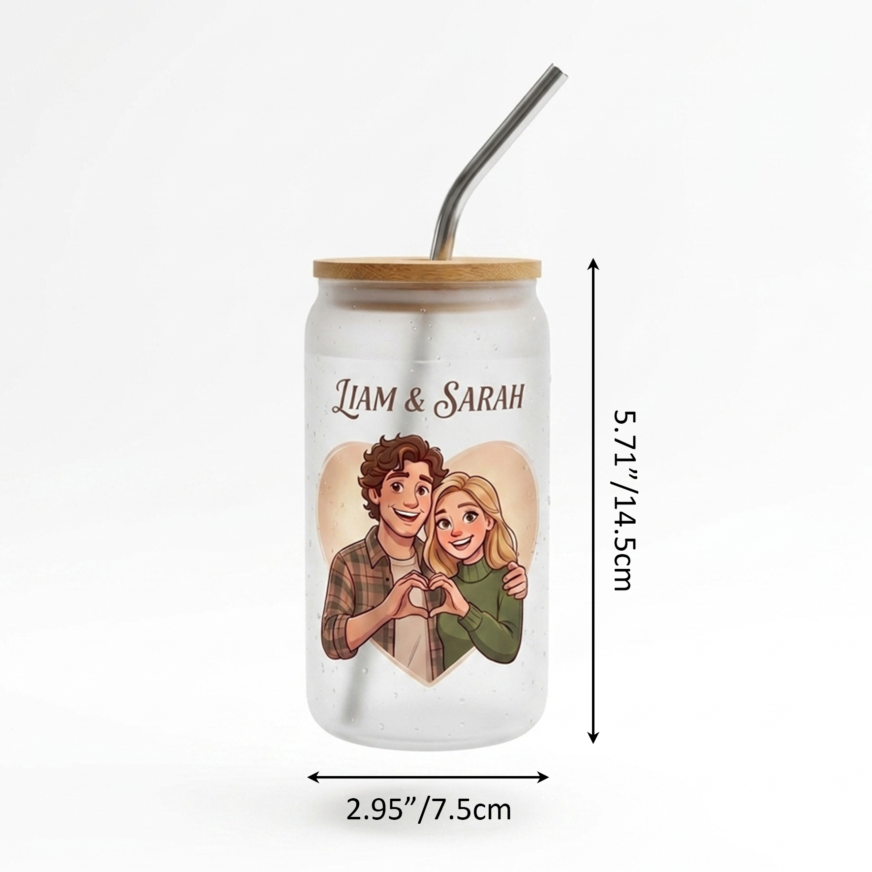 Custom Photo Glass Straw Cup of People Pets