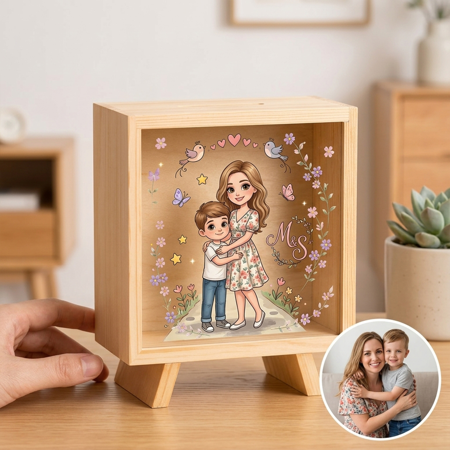 Personalized Wooden Piggy Bank, Acrylic Bank