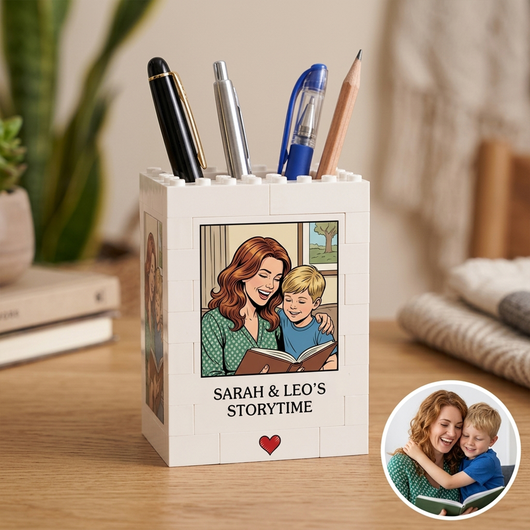 Personalized Building Block Puzzle Pen Holder