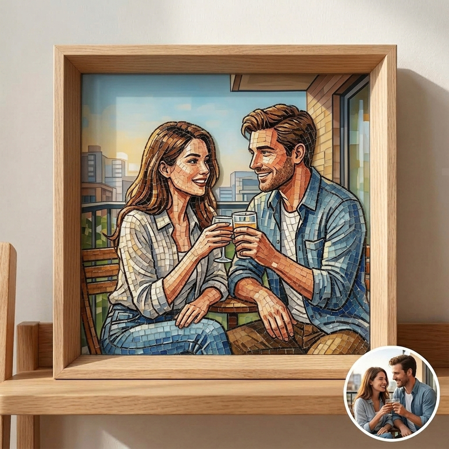 Personalized Mosaic Relief Photo Frame, Decorative Art Piece