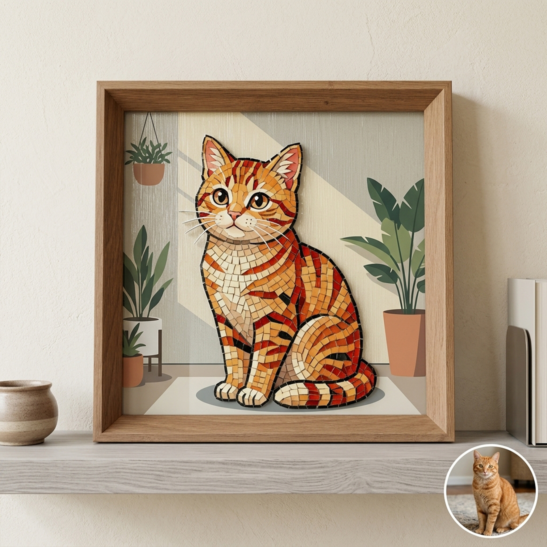 Personalized Mosaic Relief Photo Frame, Decorative Art Piece