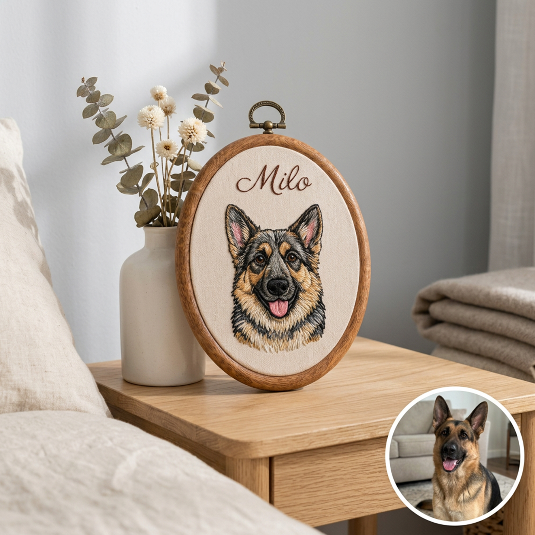 Custom Embroidered Pet with Name Frame