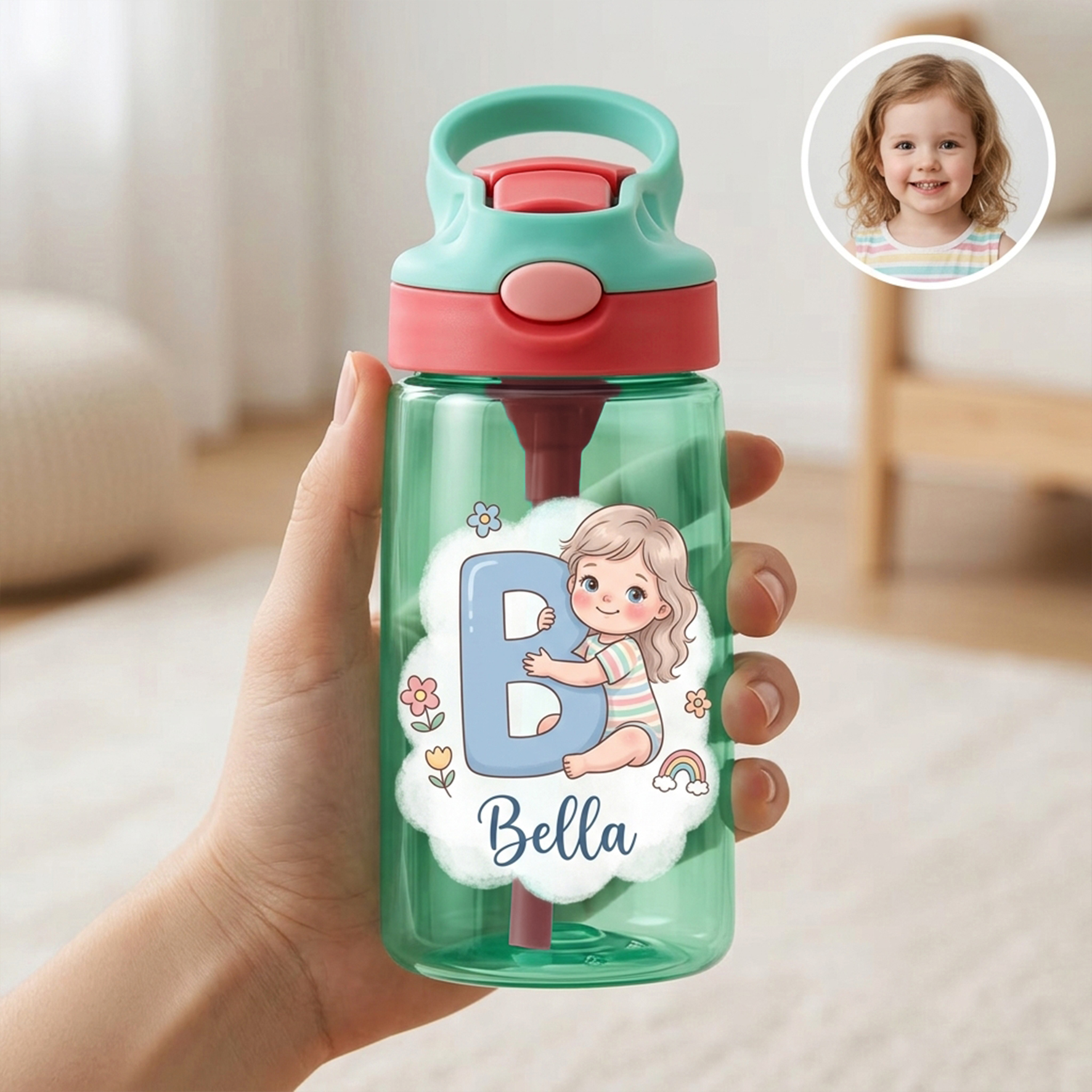 Custom Initial Straw Cup for Kids