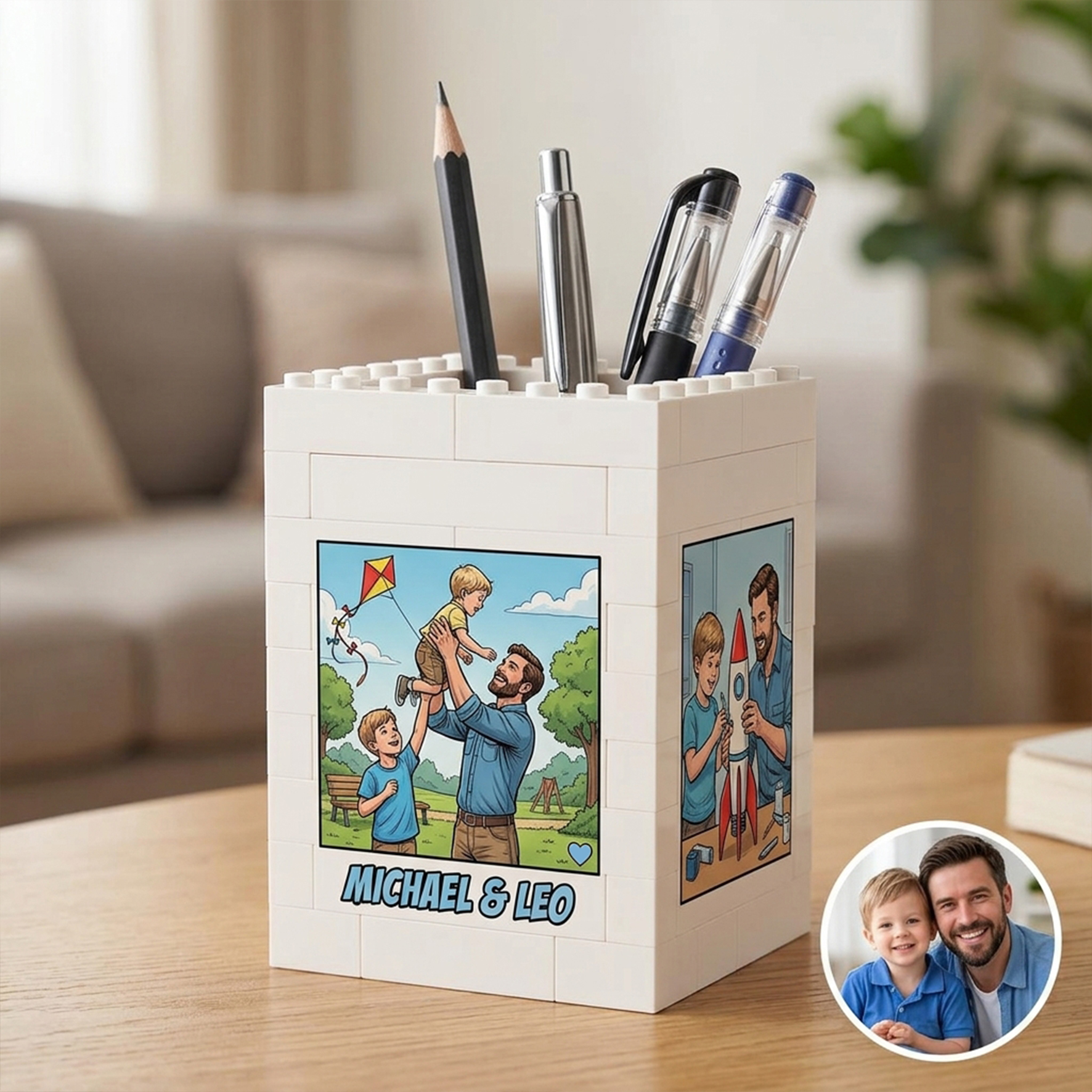 Personalized Building Block Puzzle Pen Holder