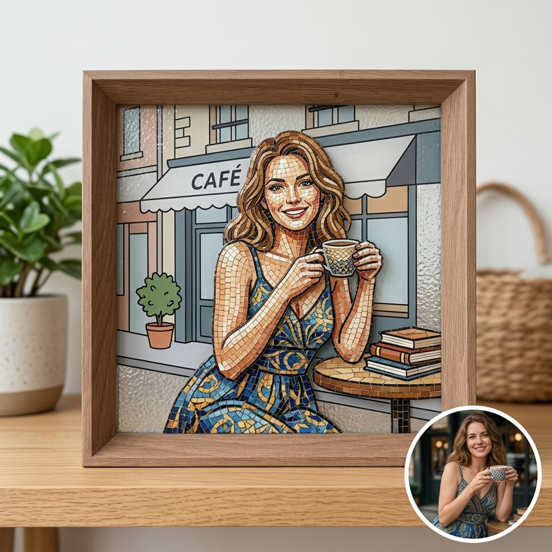Personalized Mosaic Relief Photo Frame, Decorative Art Piece