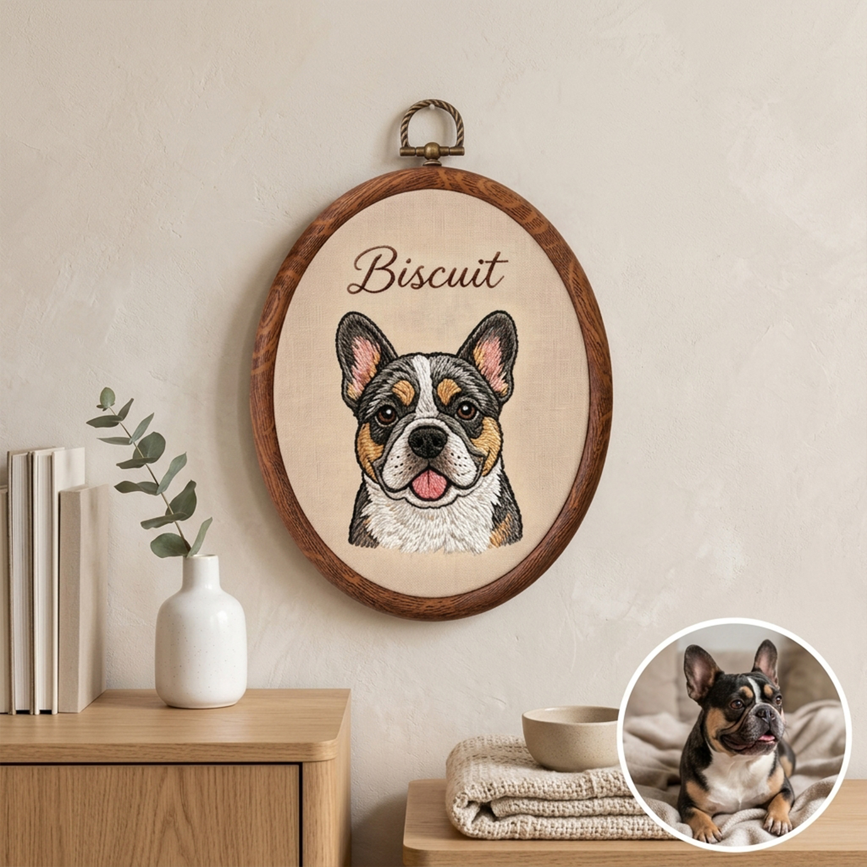 Custom Embroidered Pet with Name Frame