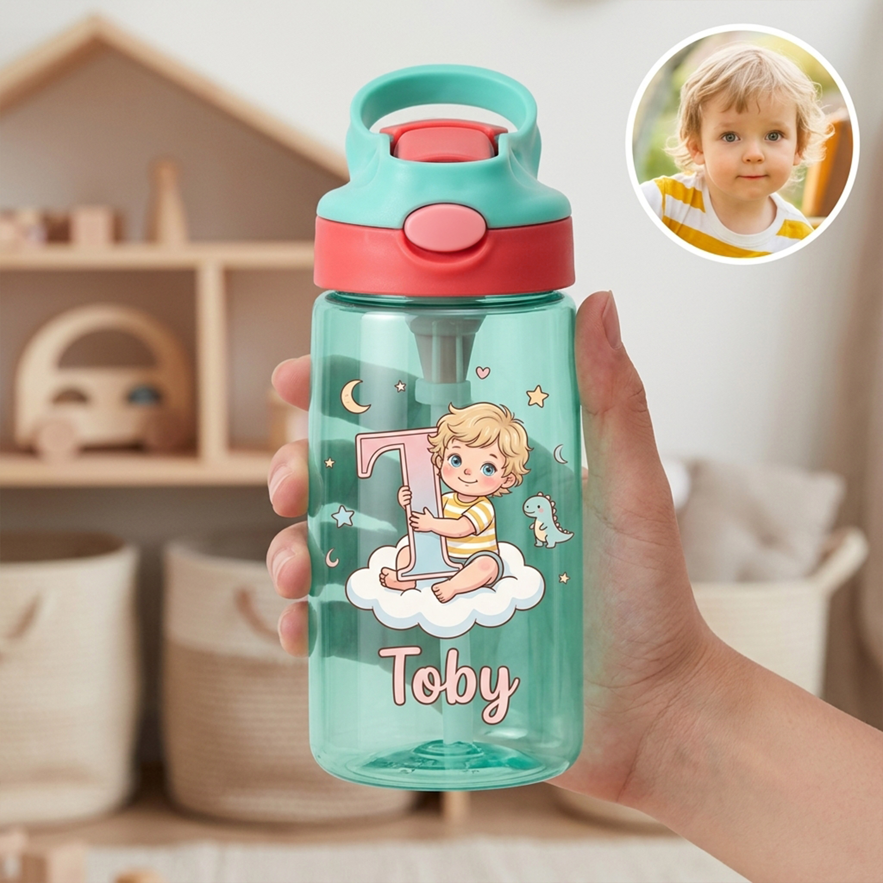 Custom Initial Straw Cup for Kids