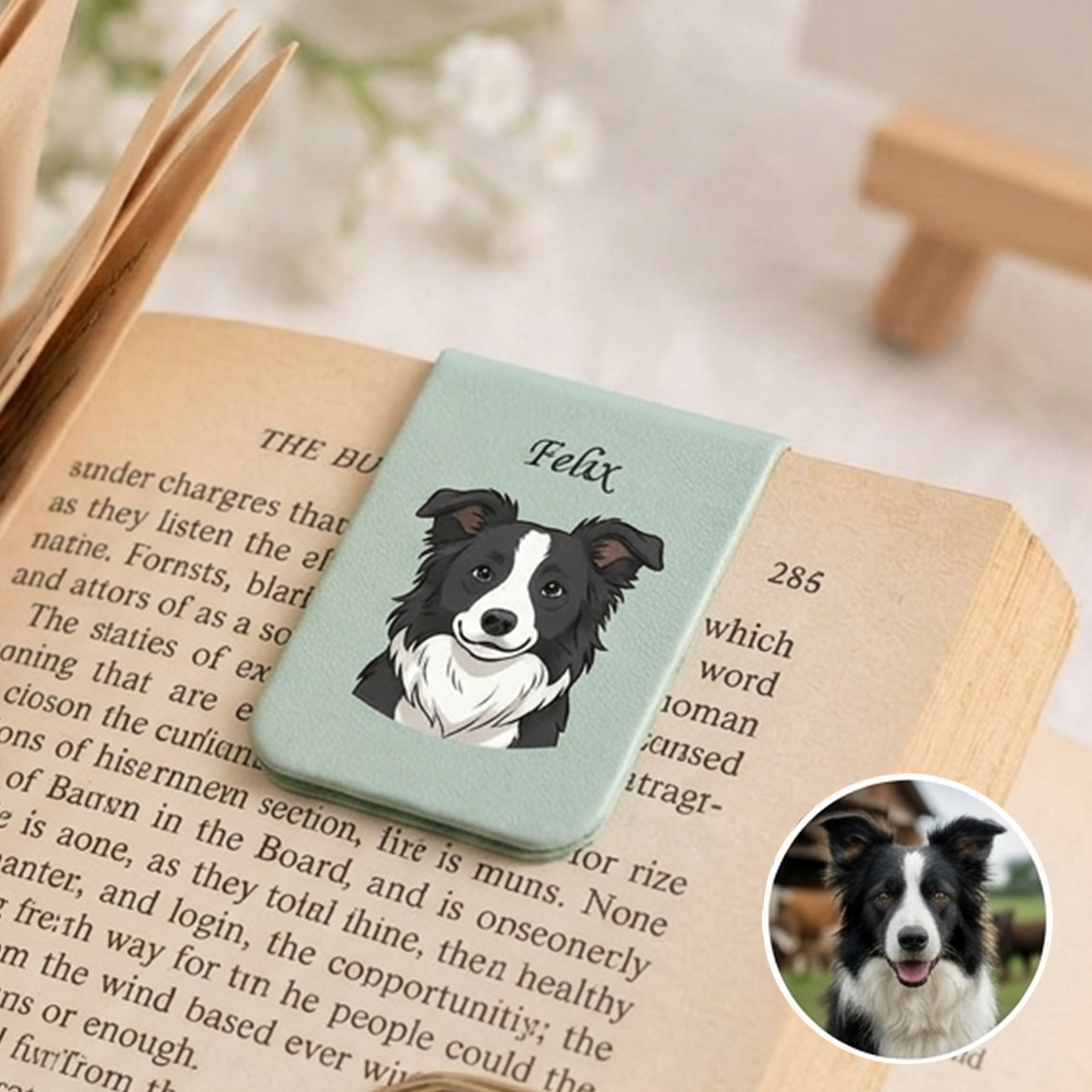Personalized Pet Leather Bookmark Clip with Name