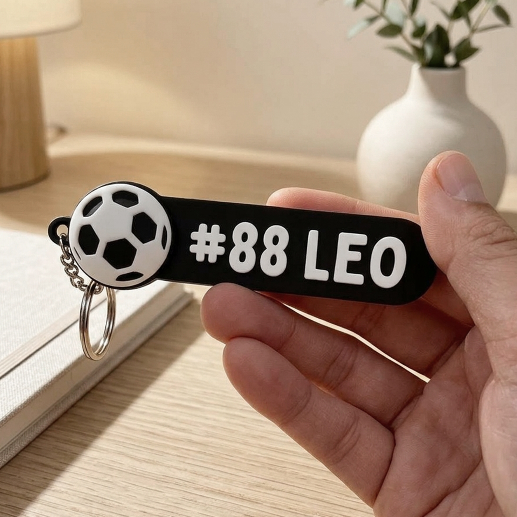 Personalized Sports Ball Name Number Tag Keychain ID