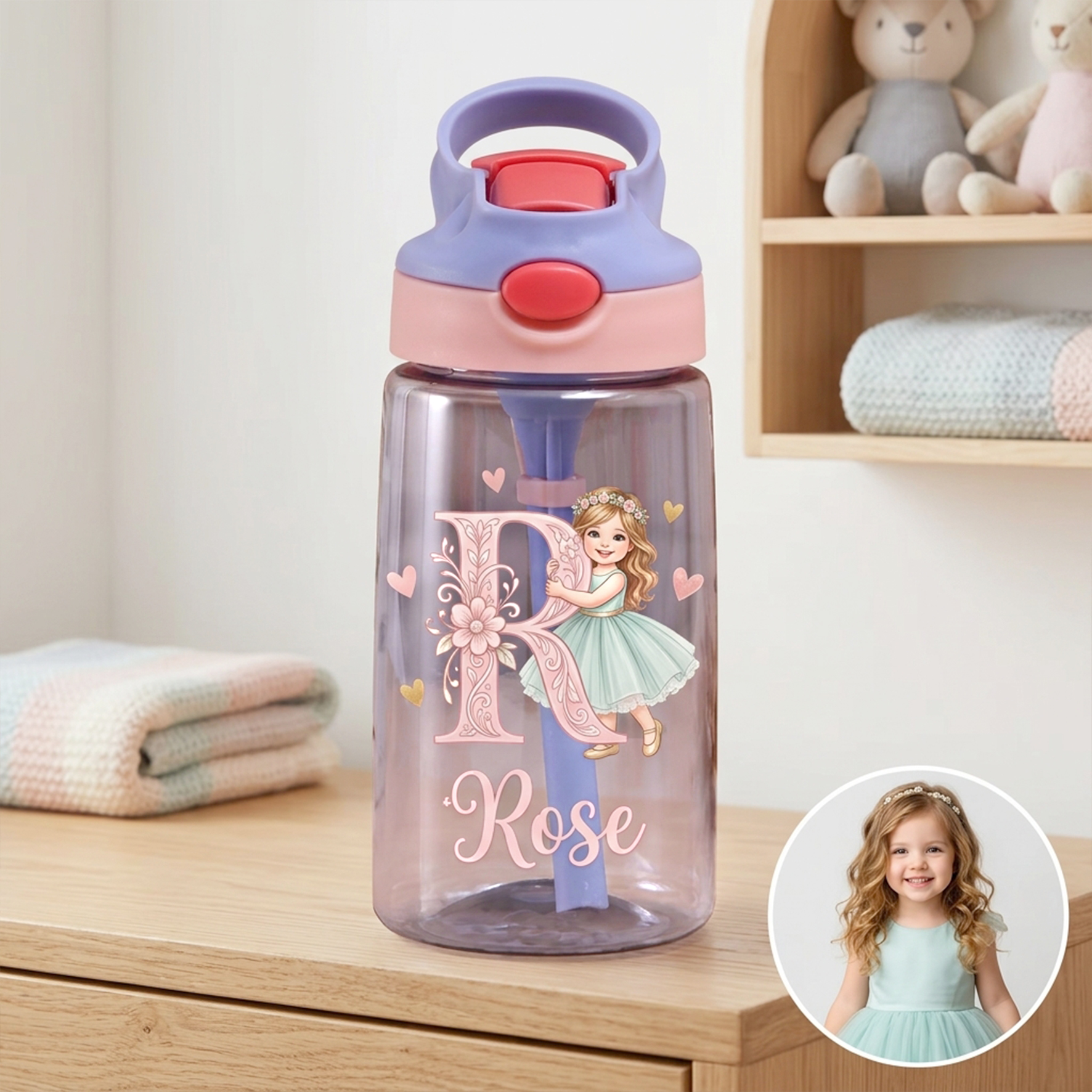Custom Initial Straw Cup for Kids