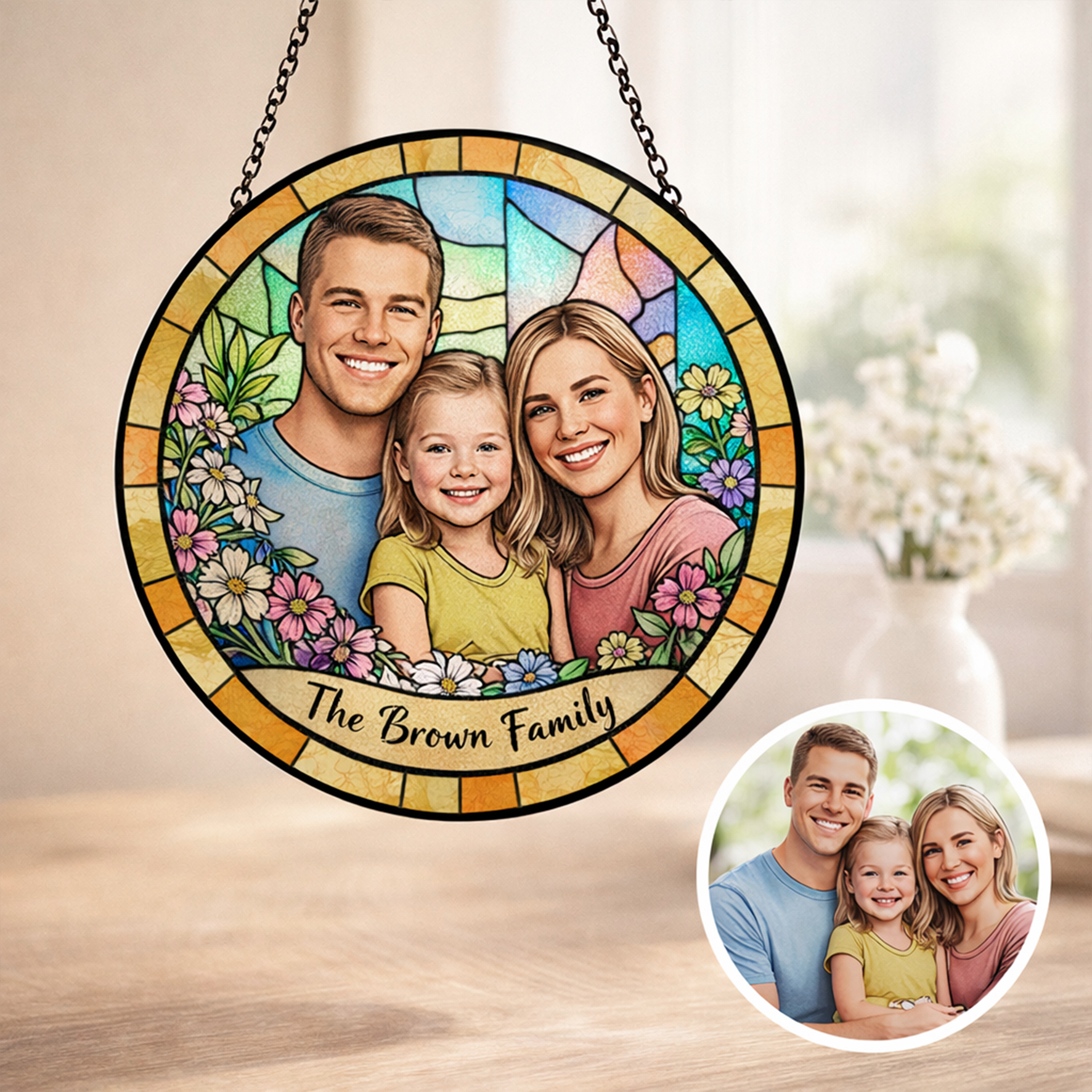 Personalized Suncatcher Stained Glass Ornaments