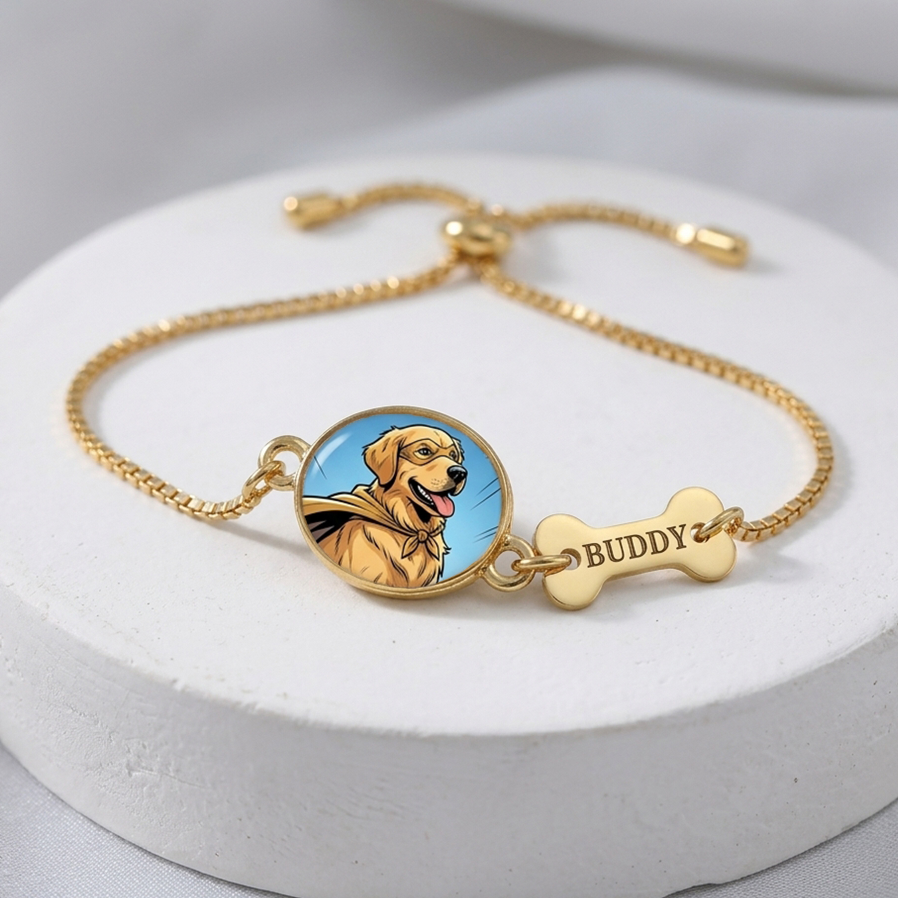 Personalized Pet Bone Engraved Name Bracele