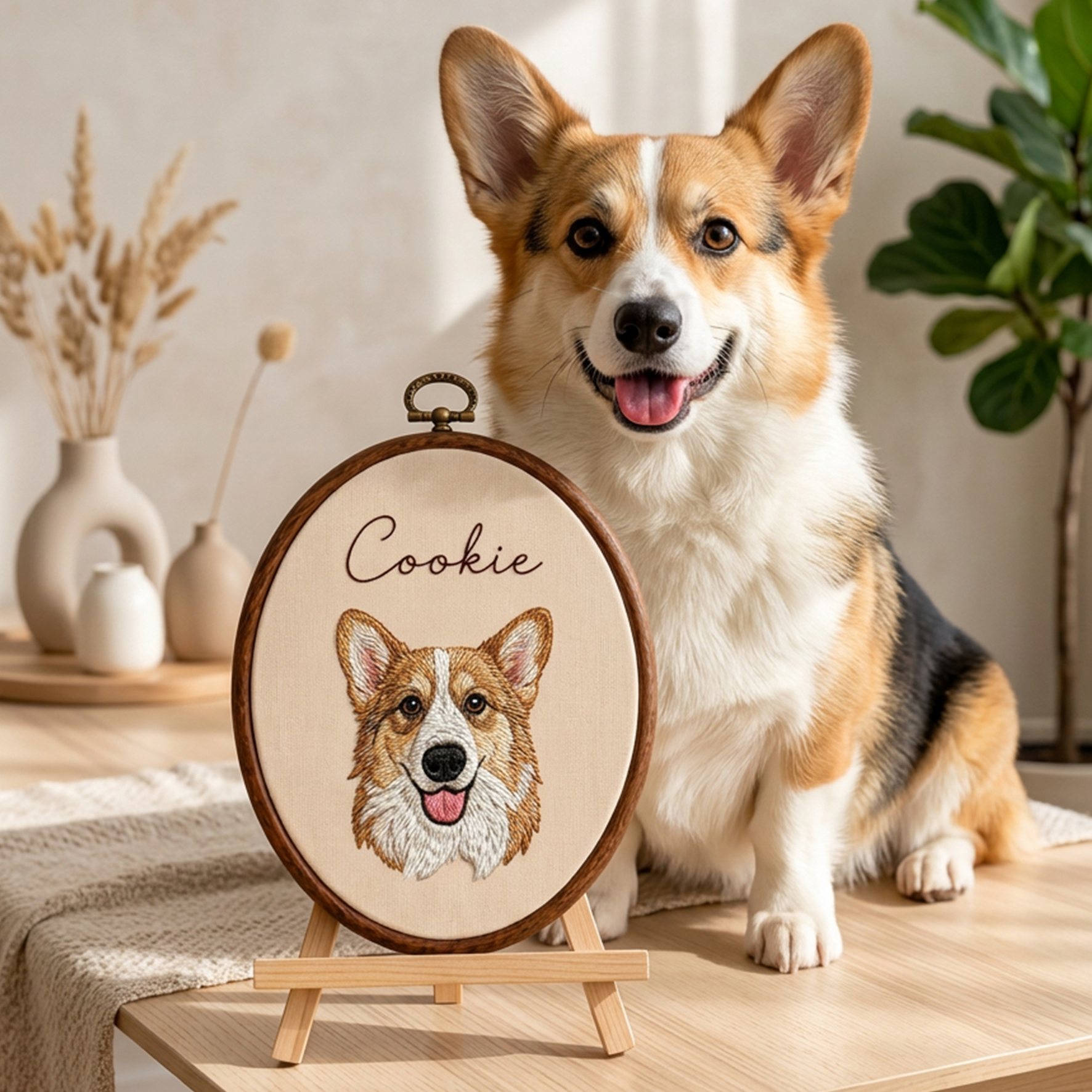 Custom Embroidered Pet with Name Frame