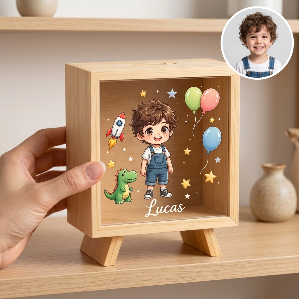 Personalized Wooden Piggy Bank, Acrylic Bank