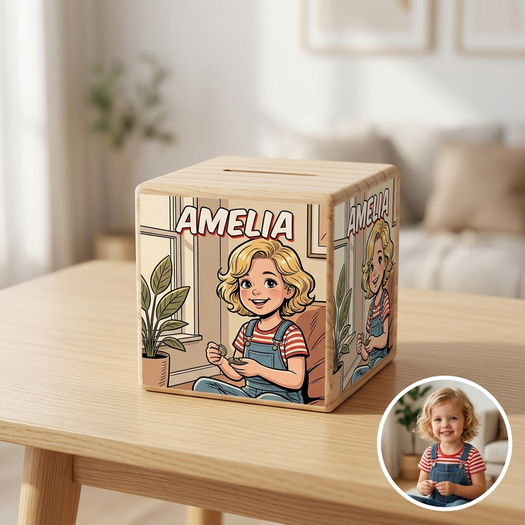 Personalized Wooden Piggy Bank