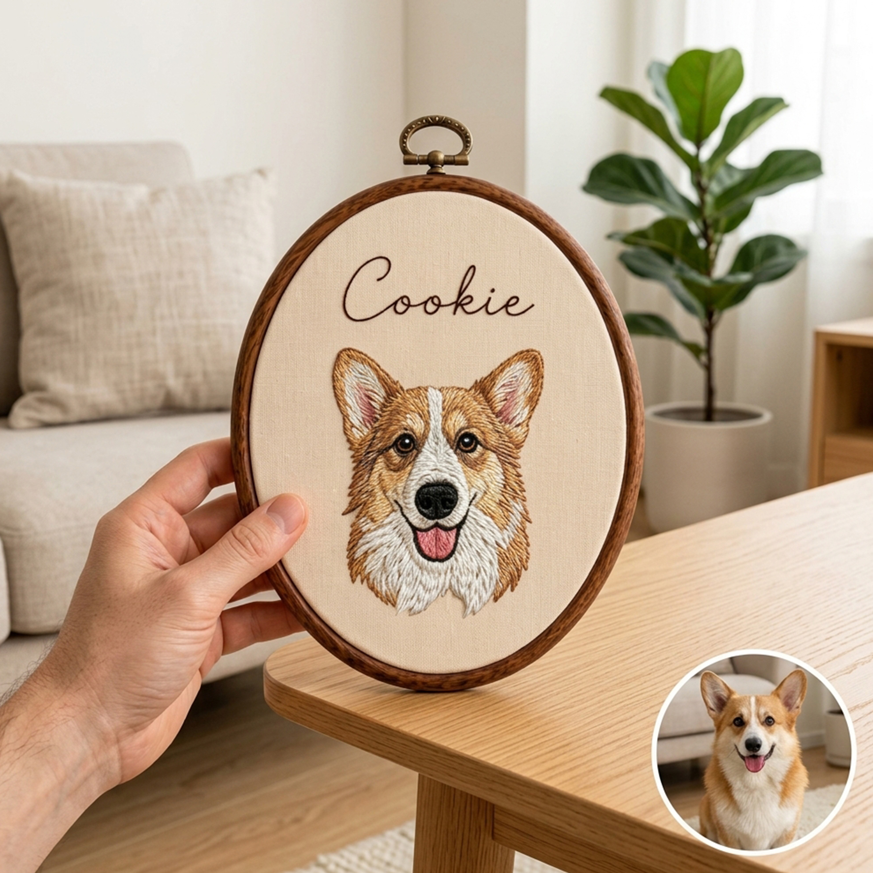 Custom Embroidered Pet with Name Frame