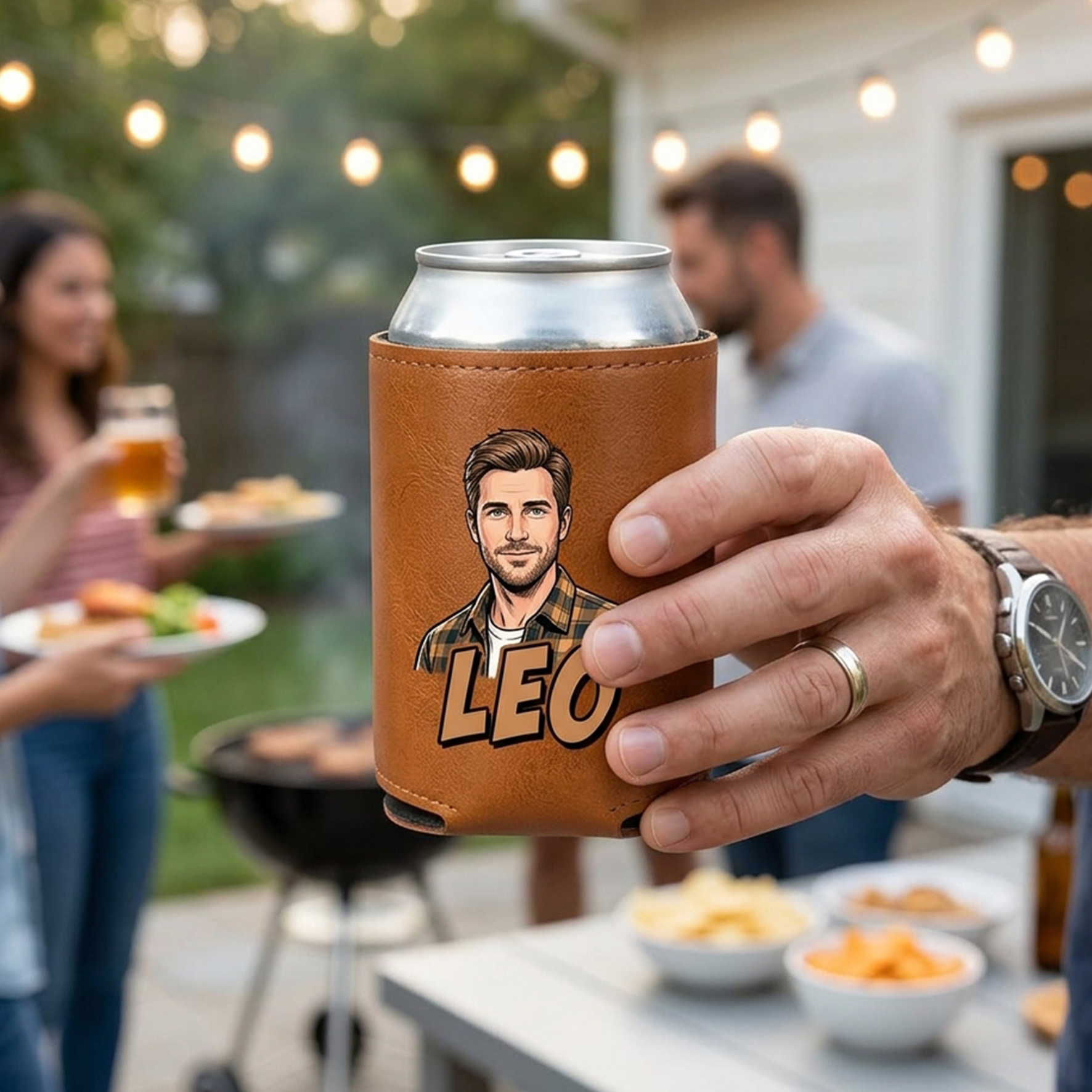 Custom Leather Beverages/Cups/Can Sleeves