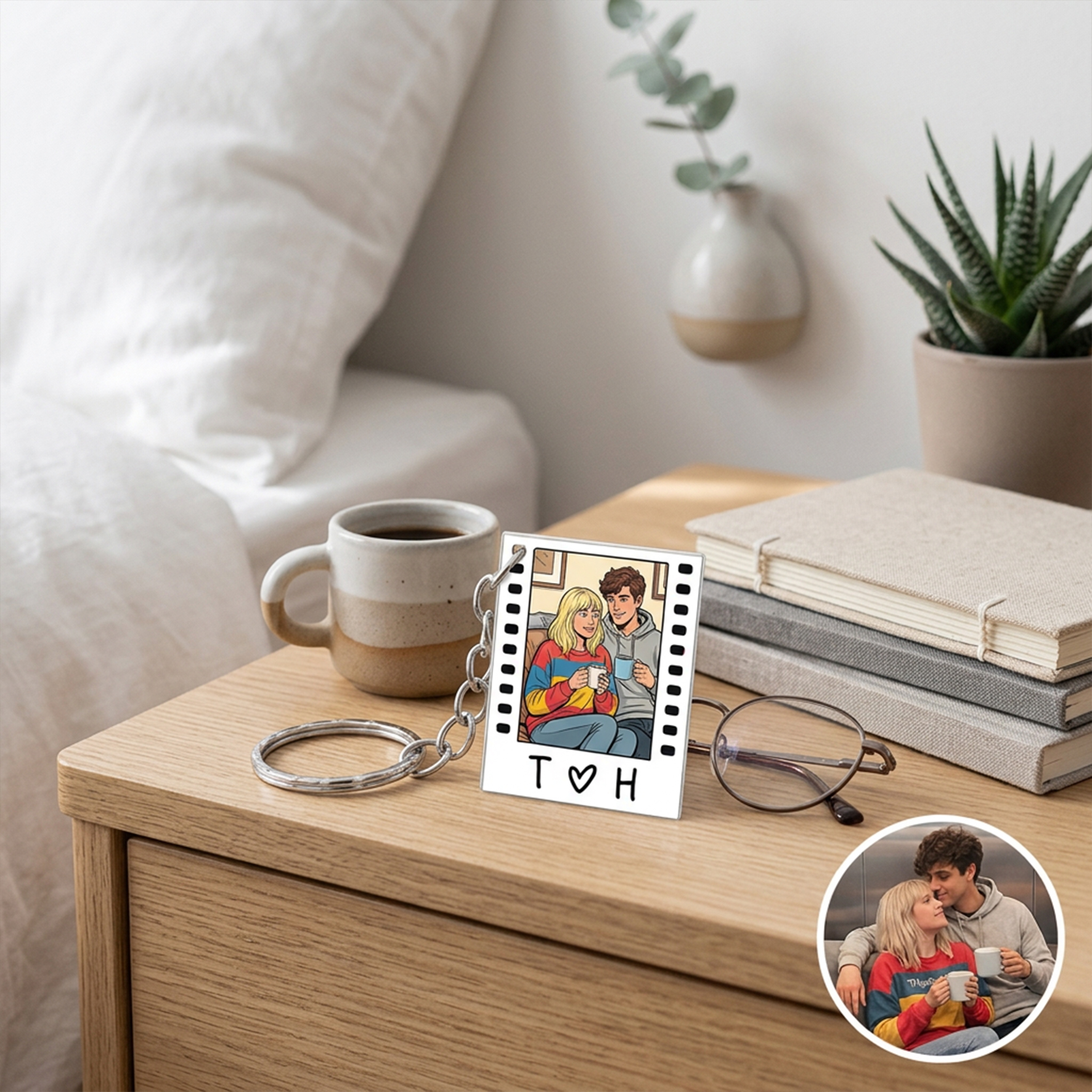 Personalized Photo Strip Keychain with Family Couple Pet