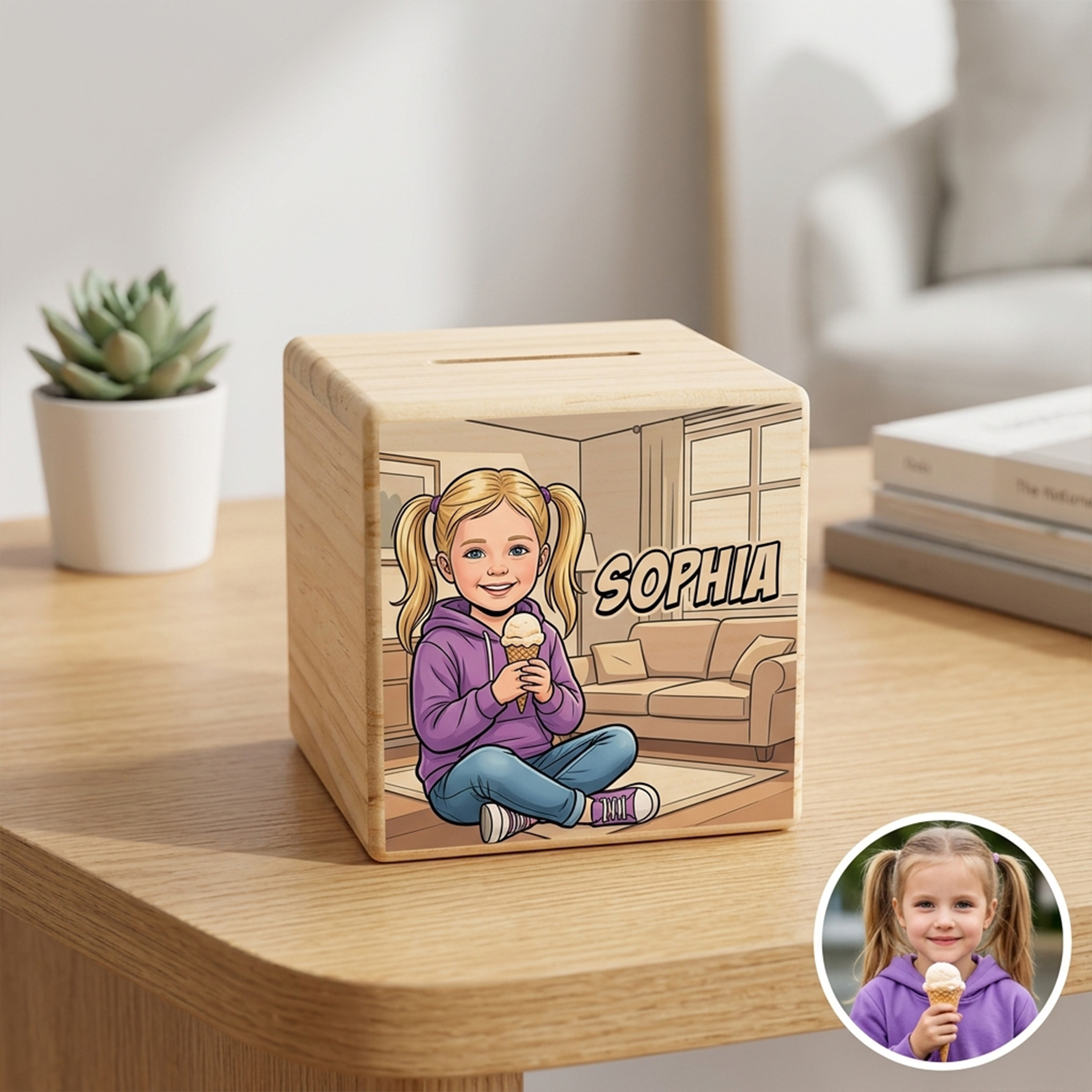 Personalized Wooden Piggy Bank