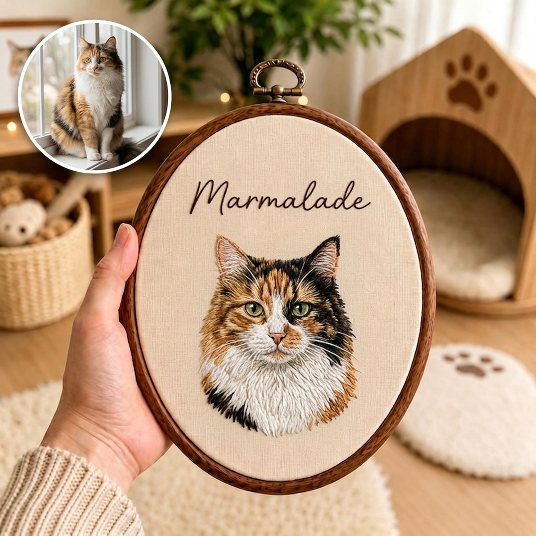 Custom Embroidered Pet with Name Frame
