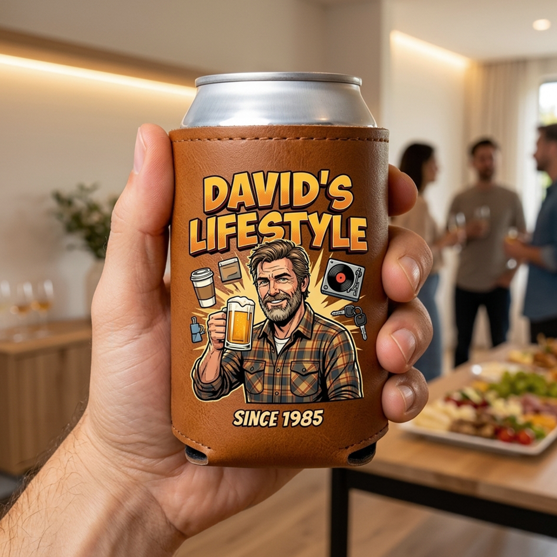 Custom Leather Beverages/Cups/Can Sleeves