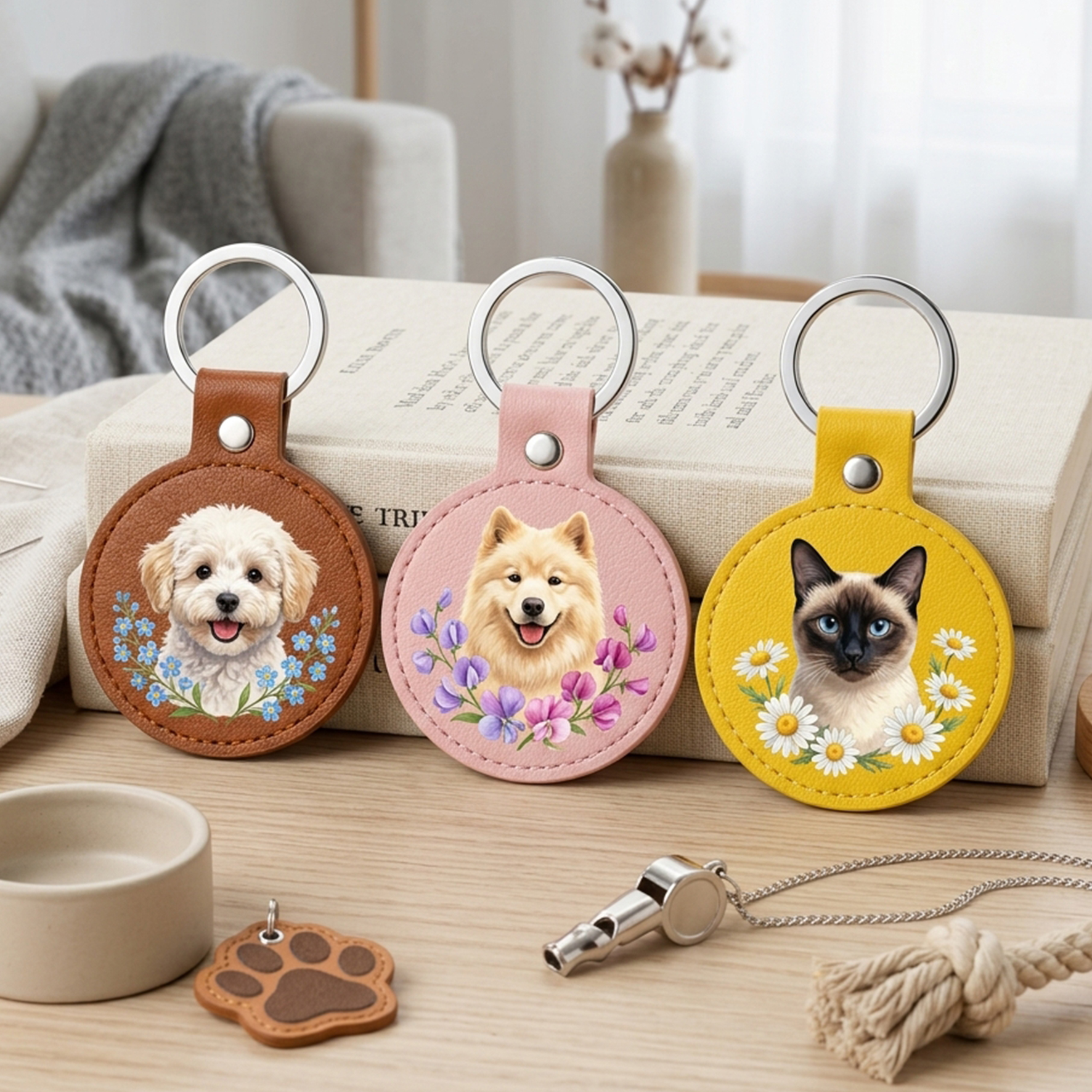 Custom Pet Leather Keychain