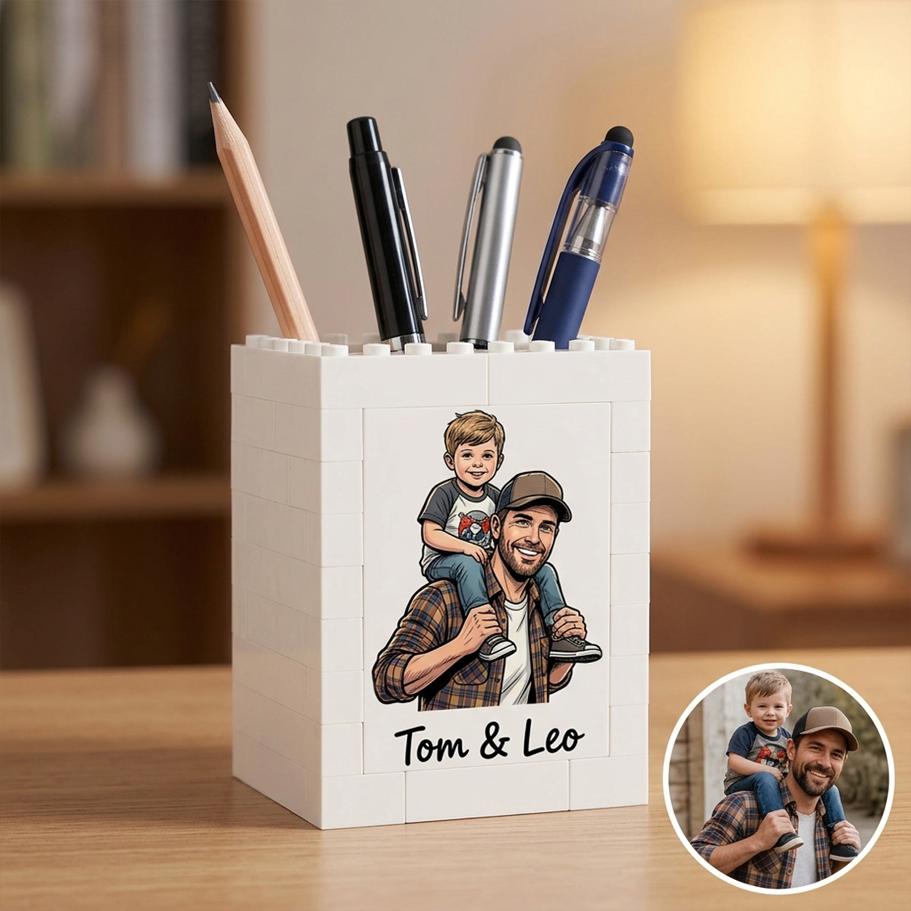 Personalized Building Block Puzzle Pen Holder