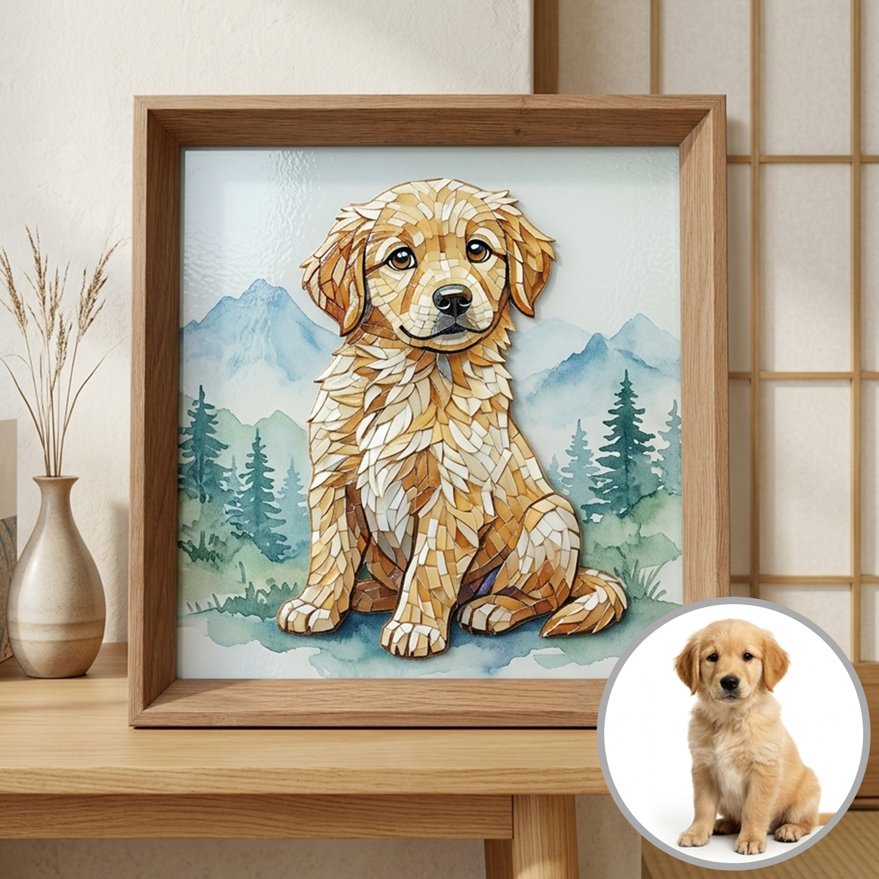 Personalized Mosaic Relief Photo Frame, Decorative Art Piece
