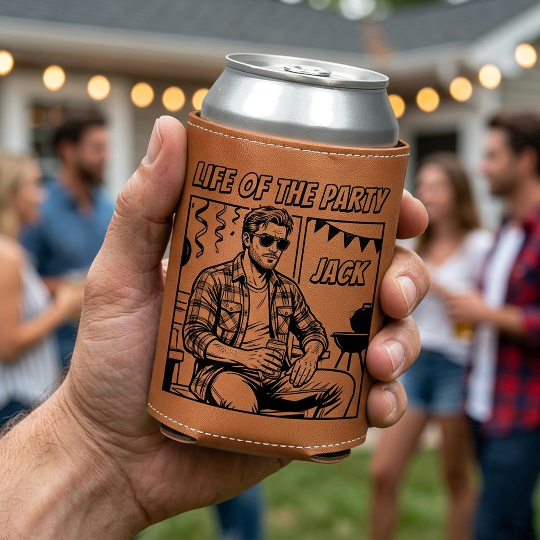 Custom Leather Beverages/Cups/Can Sleeves