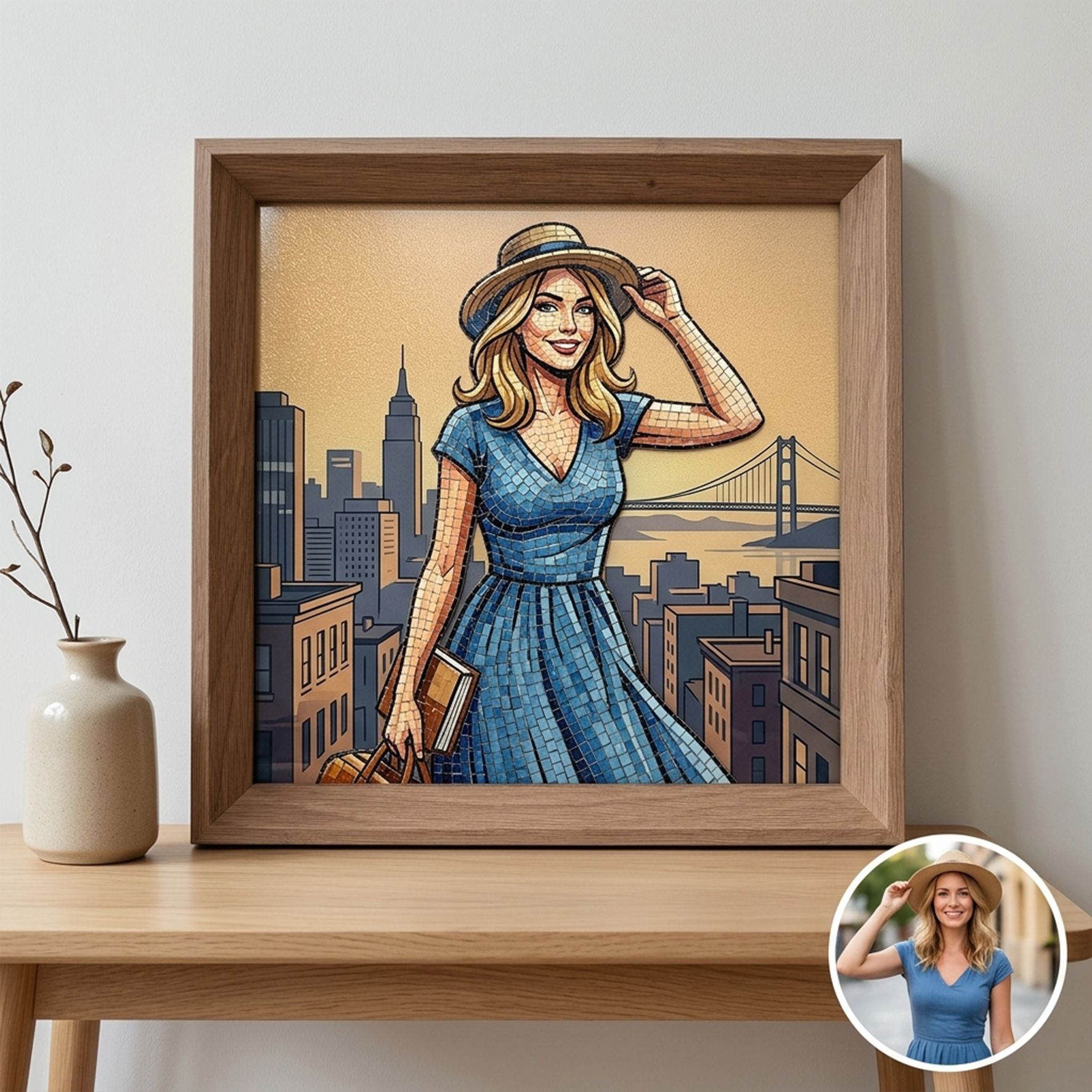 Personalized Mosaic Relief Photo Frame, Decorative Art Piece