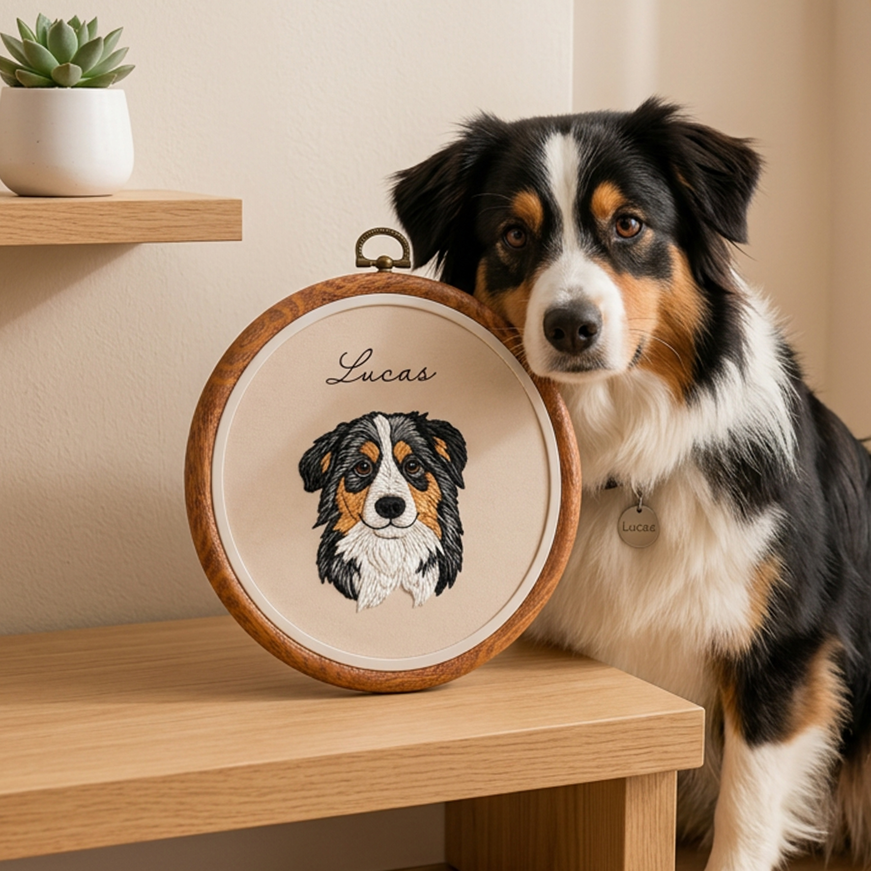 Custom Embroidered Pet with Name Frame