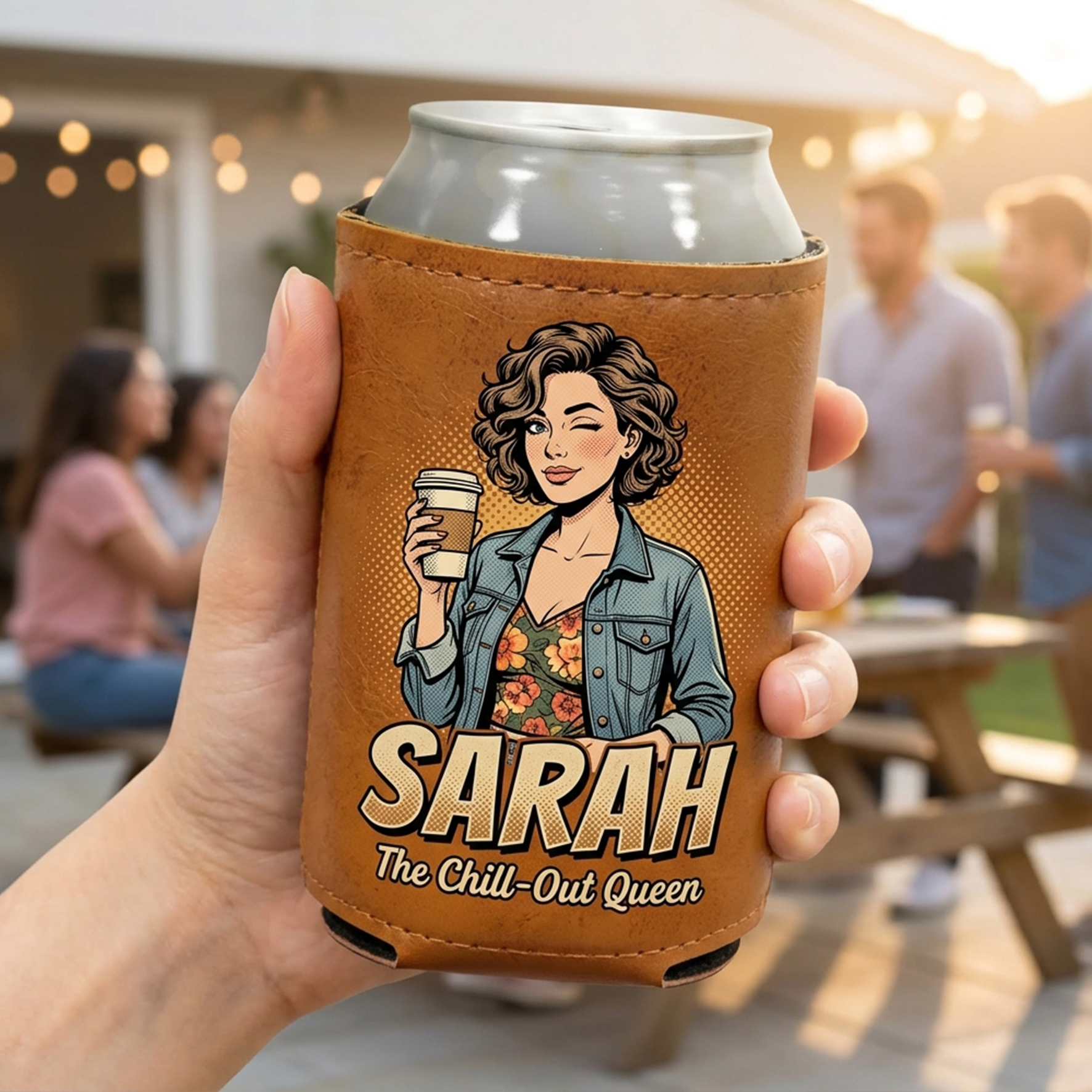 Custom Leather Beverages/Cups/Can Sleeves