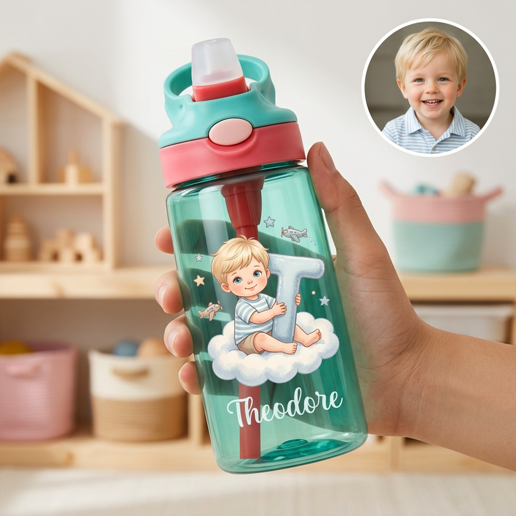 Custom Initial Straw Cup for Kids