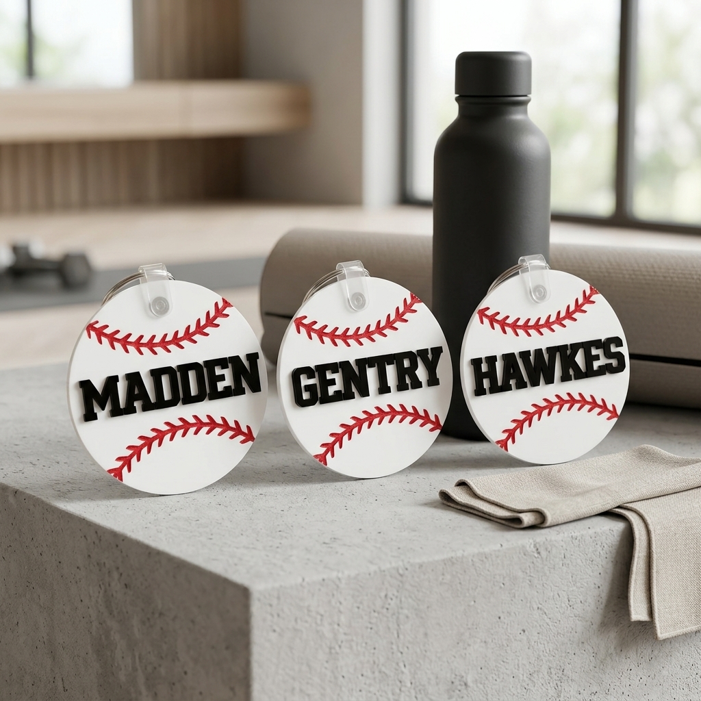 Custom Baseball Bag Name Tag, Baseball with Name Keychain  Gift