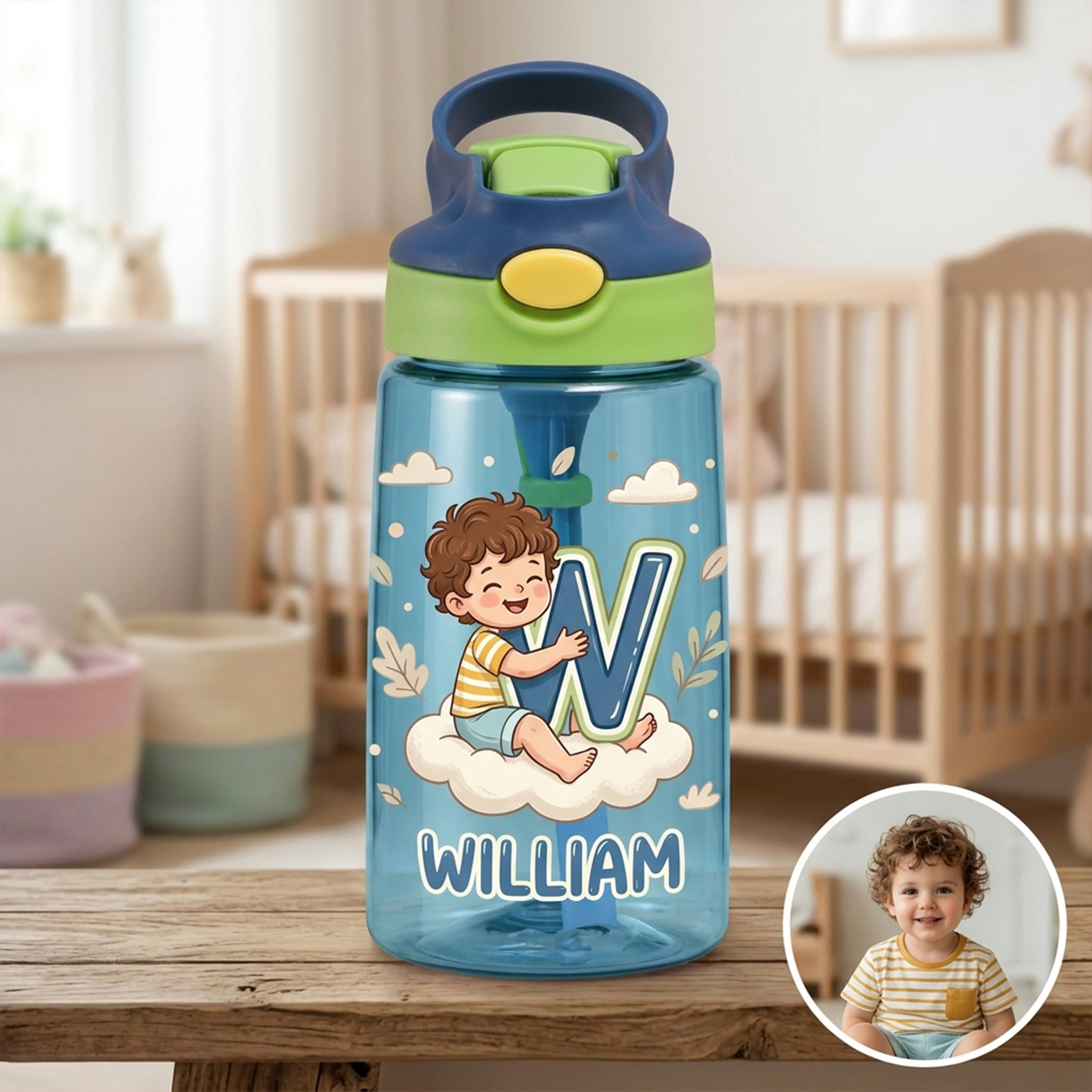 Custom Initial Straw Cup for Kids