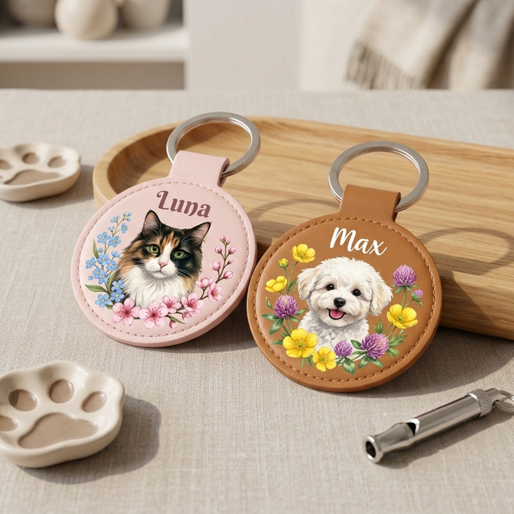 Custom Pet Leather Keychain