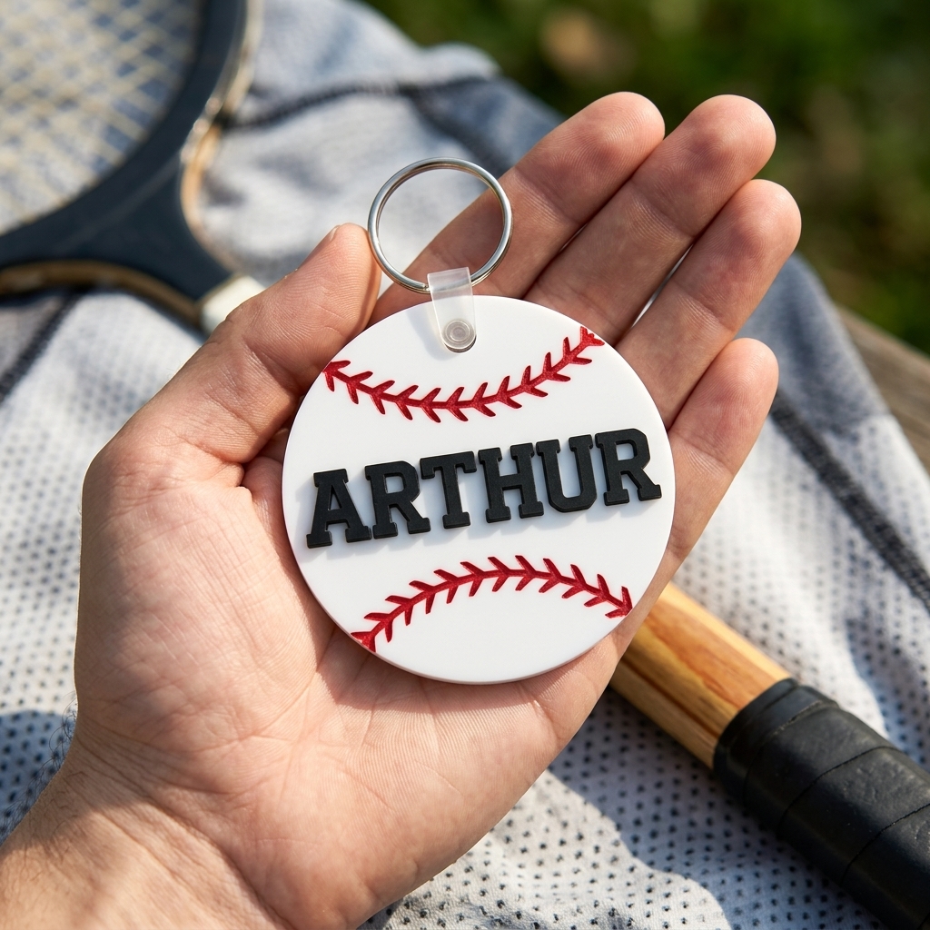 Custom Baseball Bag Name Tag, Baseball with Name Keychain  Gift