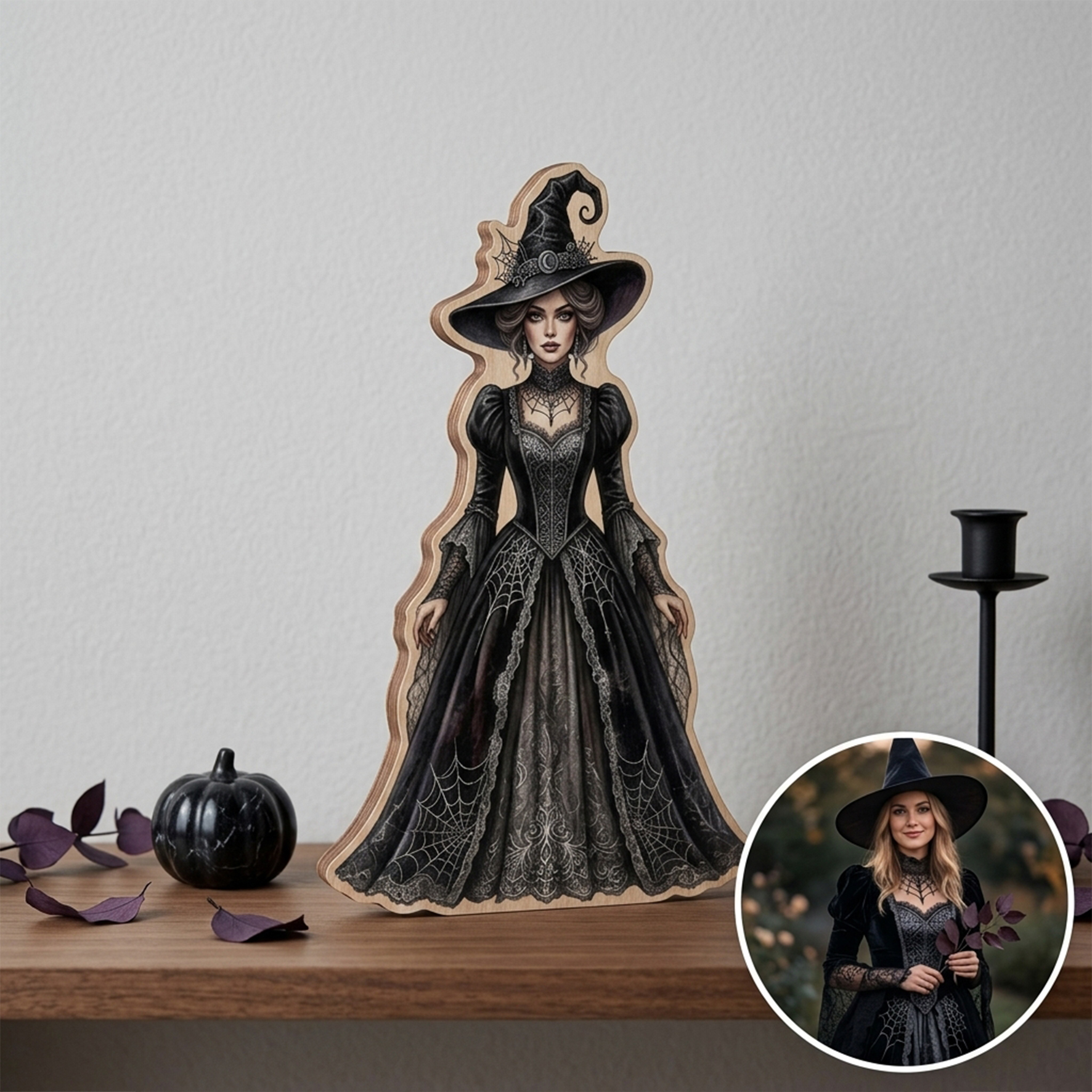 Personalized Halloween Wooden Ornaments of People and Pets