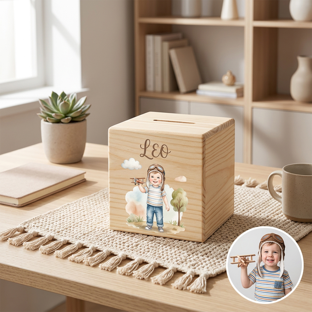 Personalized Wooden Piggy Bank
