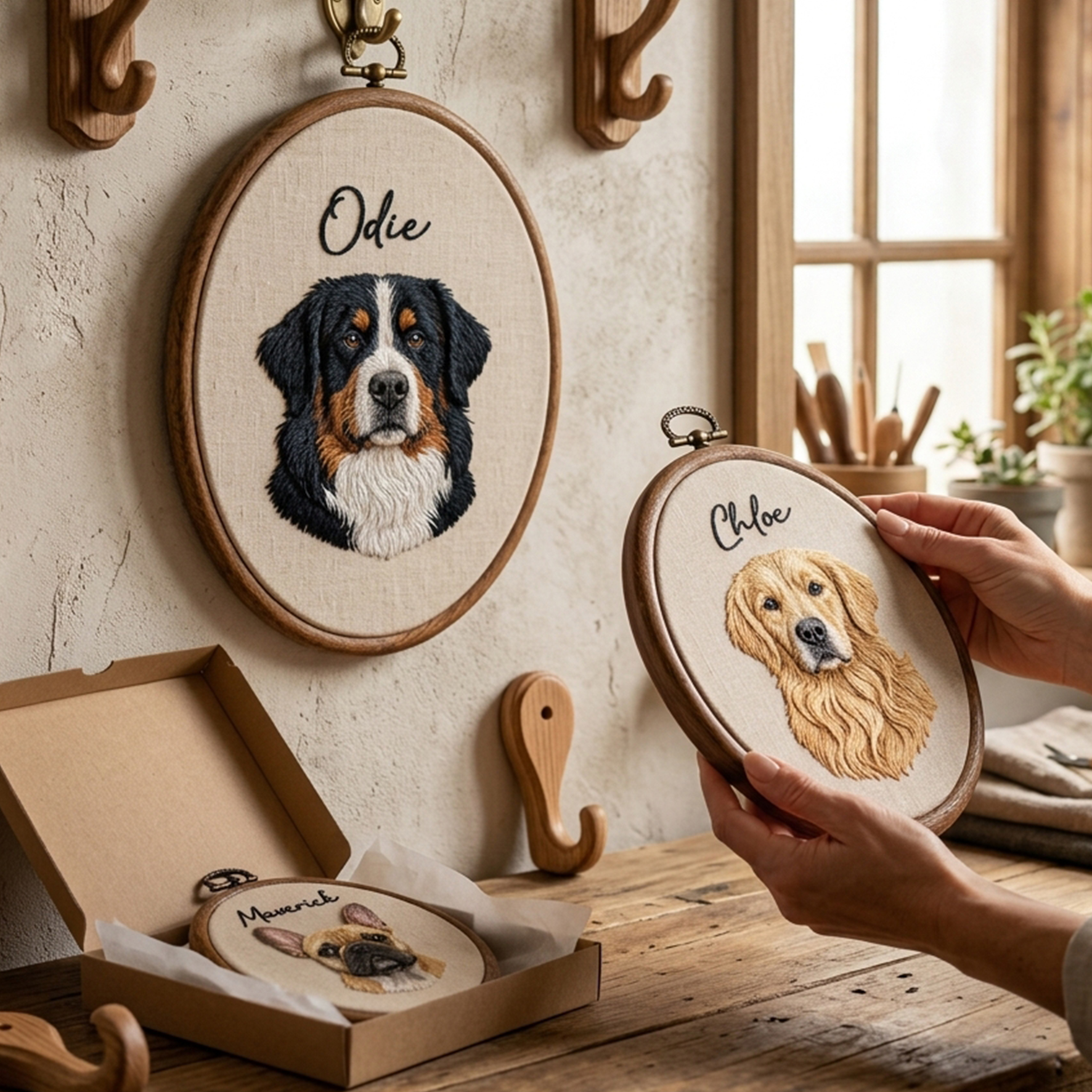 Custom Embroidered Pet with Name Frame