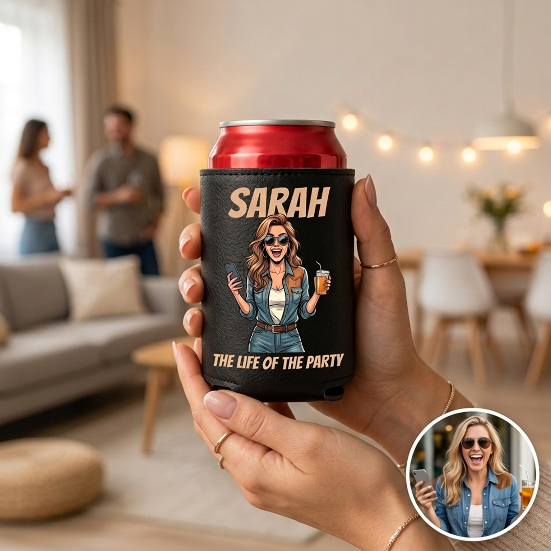 Custom Leather Beverages/Cups/Can Sleeves