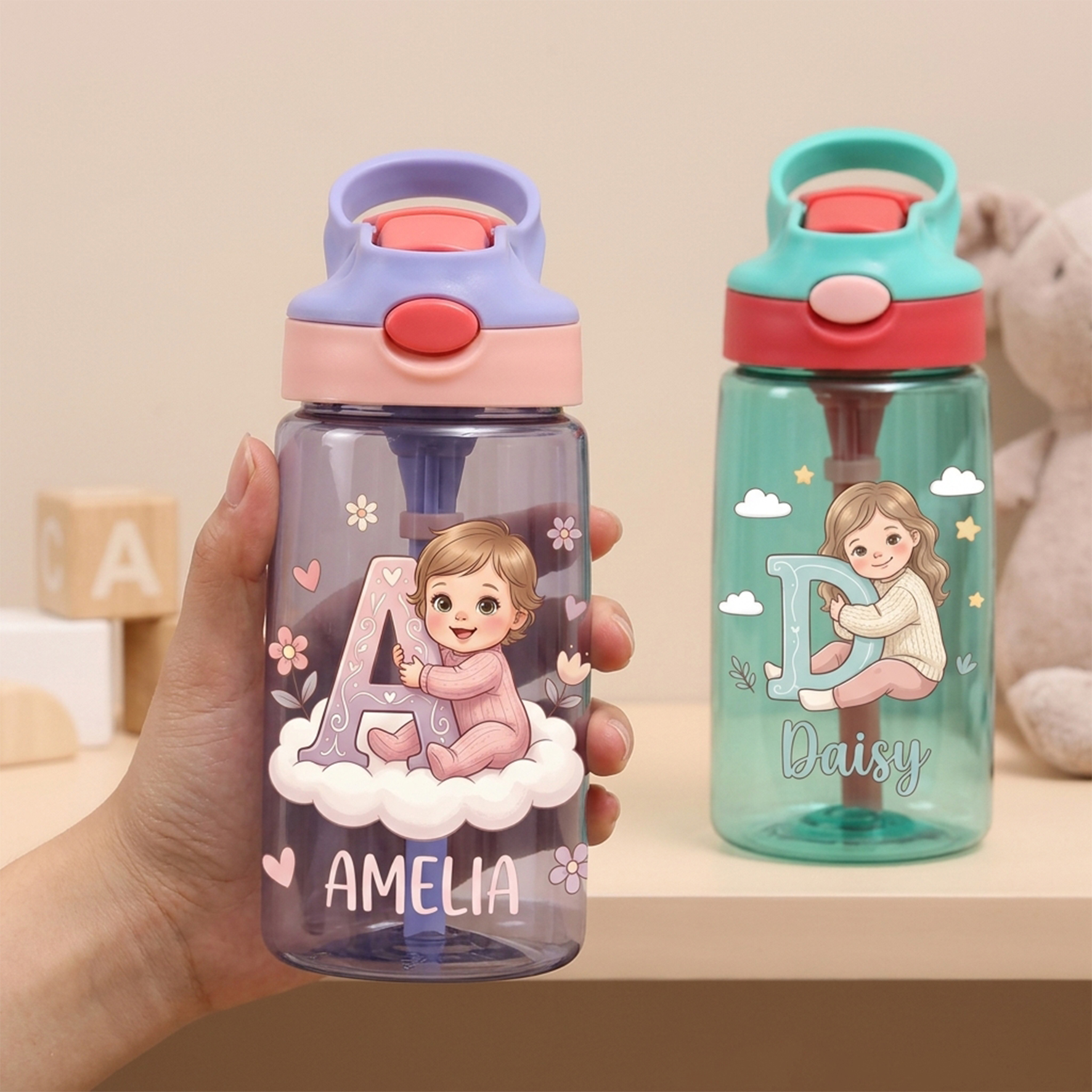 Custom Initial Straw Cup for Kids
