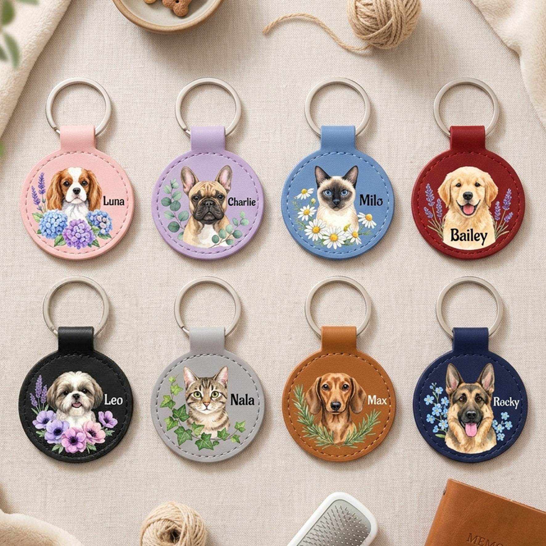 Custom Pet Leather Keychain