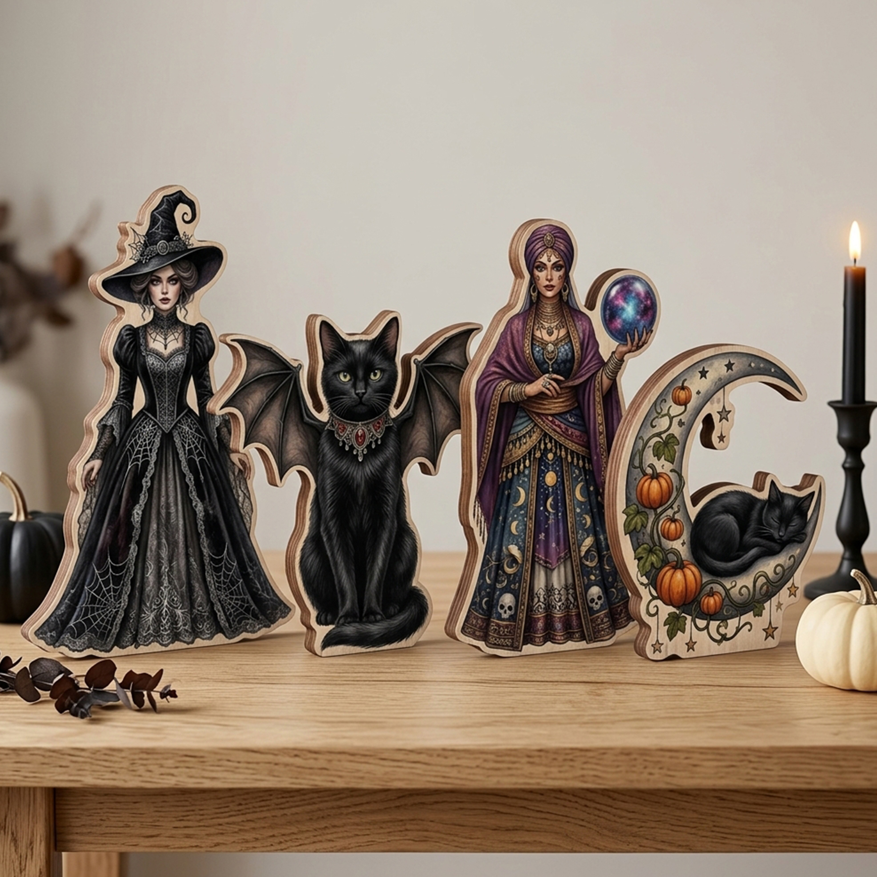 Personalized Halloween Wooden Ornaments of People and Pets