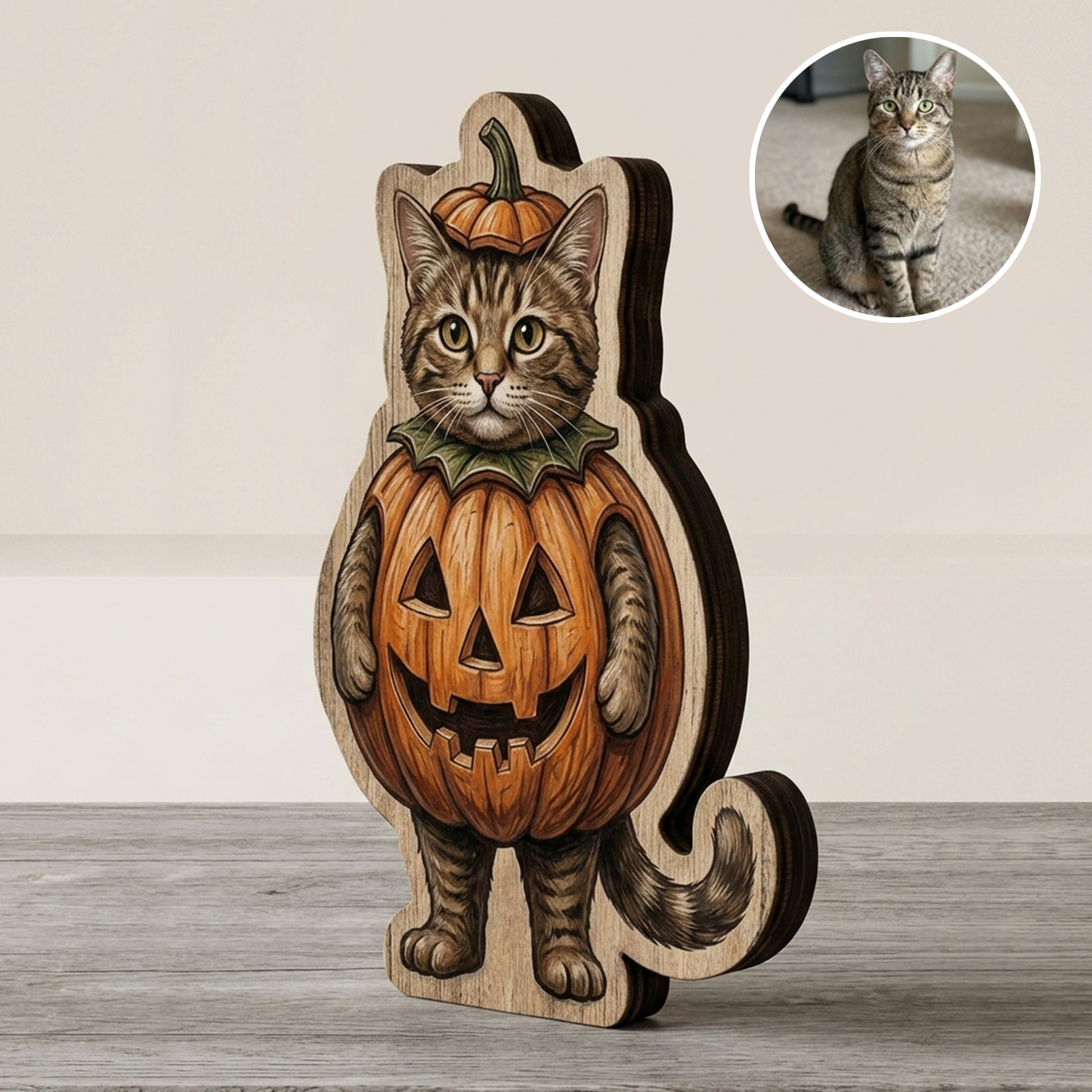 Personalized Halloween Wooden Ornaments of People and Pets