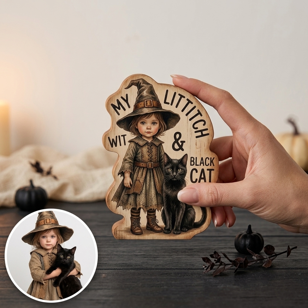 Personalized Halloween Wooden Ornaments of People and Pets