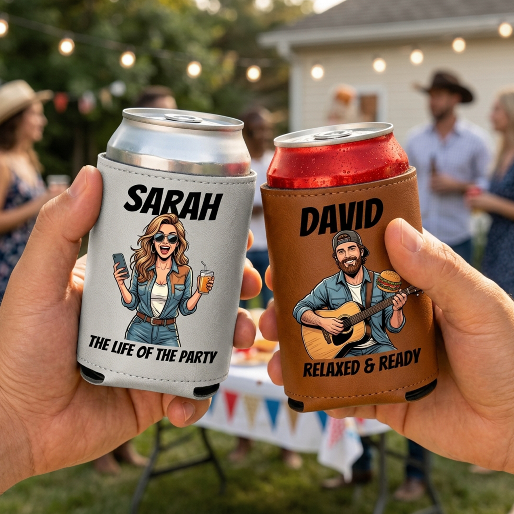 Custom Leather Beverages/Cups/Can Sleeves