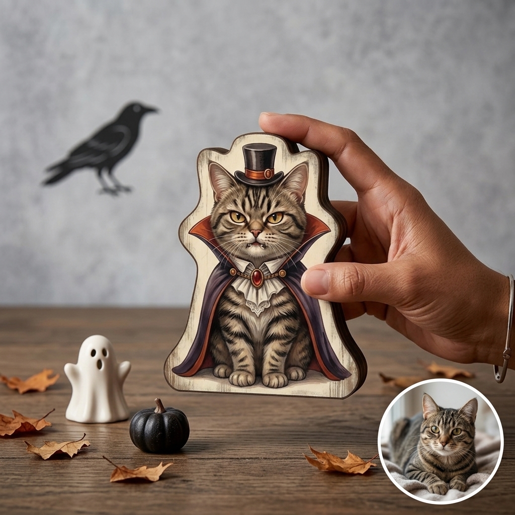 Personalized Halloween Wooden Ornaments of People and Pets