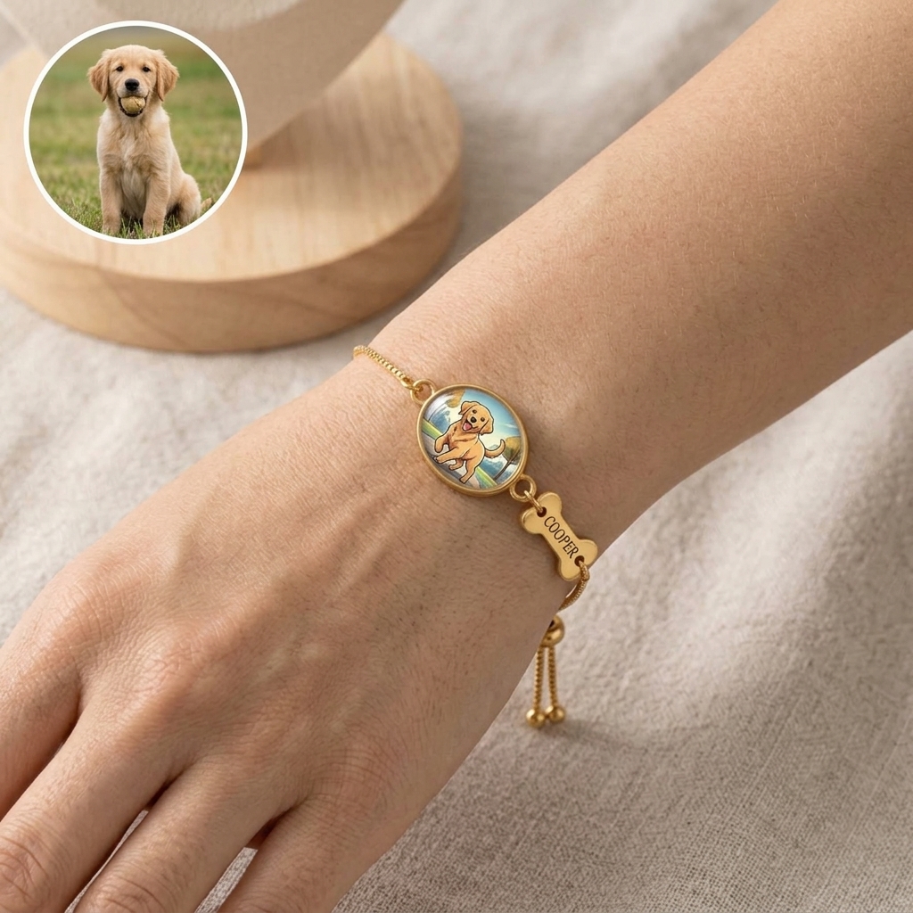 Personalized Pet Bone Engraved Name Bracele